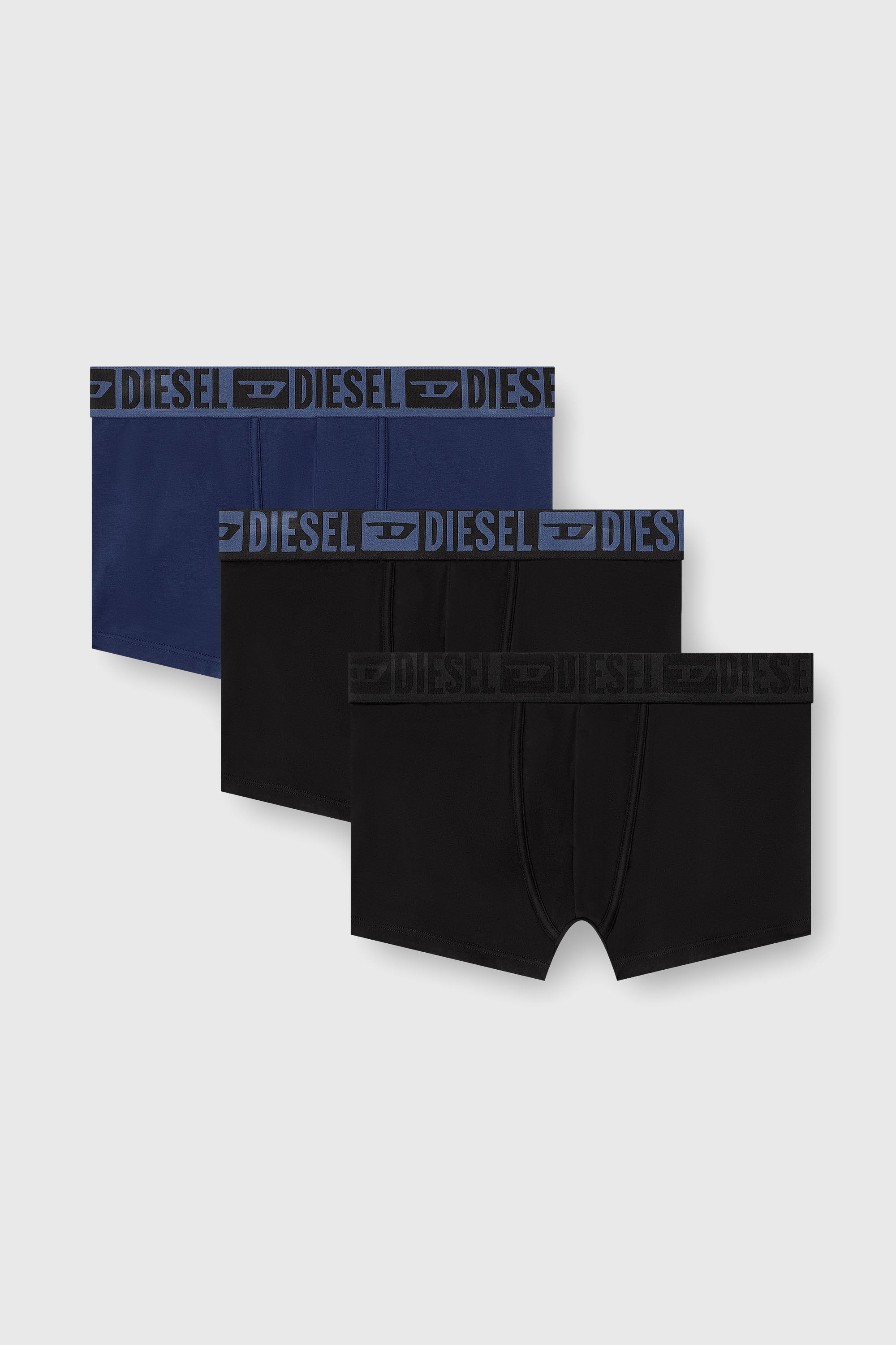 Diesel - MIKE-D-CORE-3PACK, Lot de trois boxers en coton stretch avec ceinture ton sur ton Homme in Bleu - 1