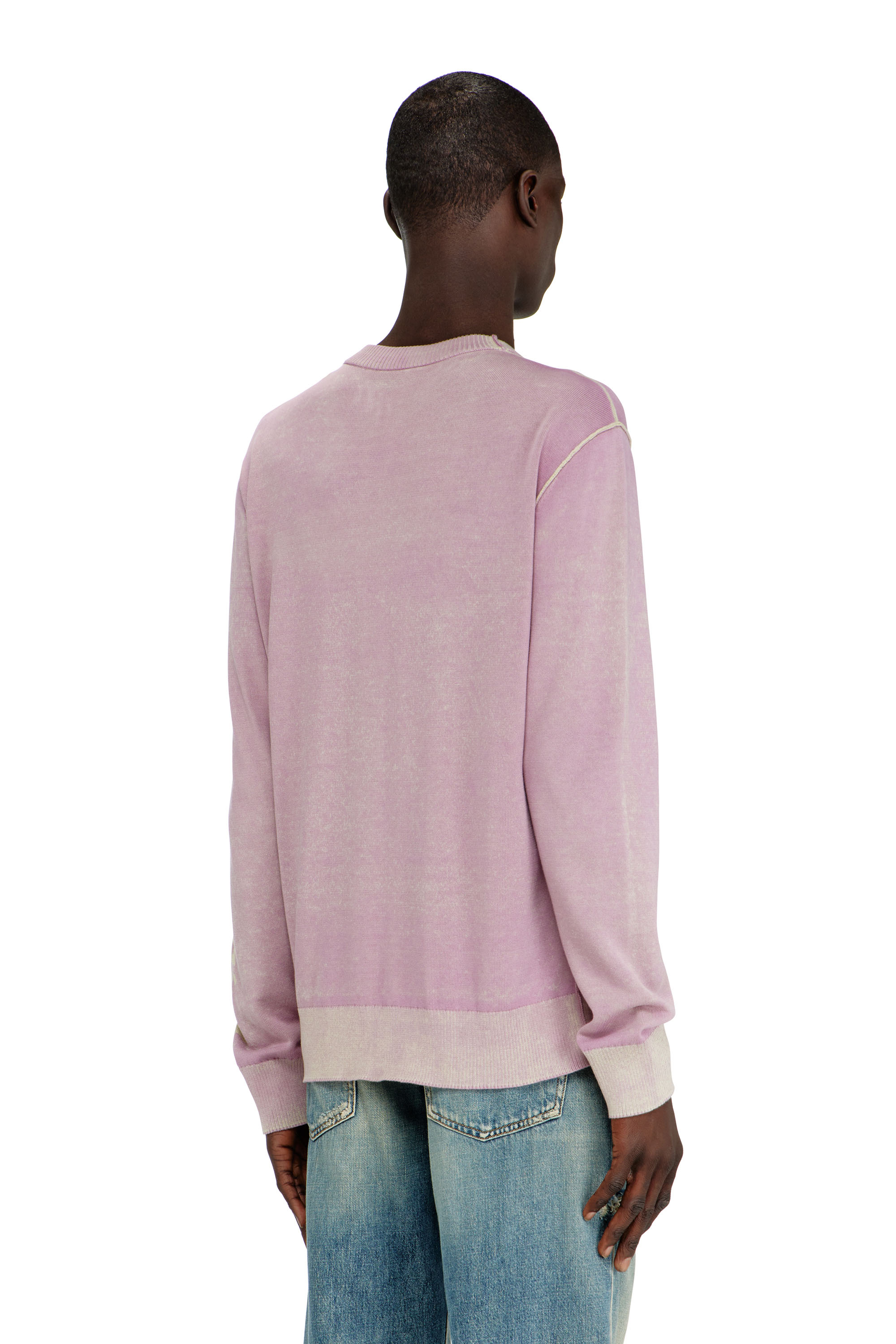 Diesel - K-LAUTI, Pull en coton trait&eacute; avec slogan Homme in Violet - 4