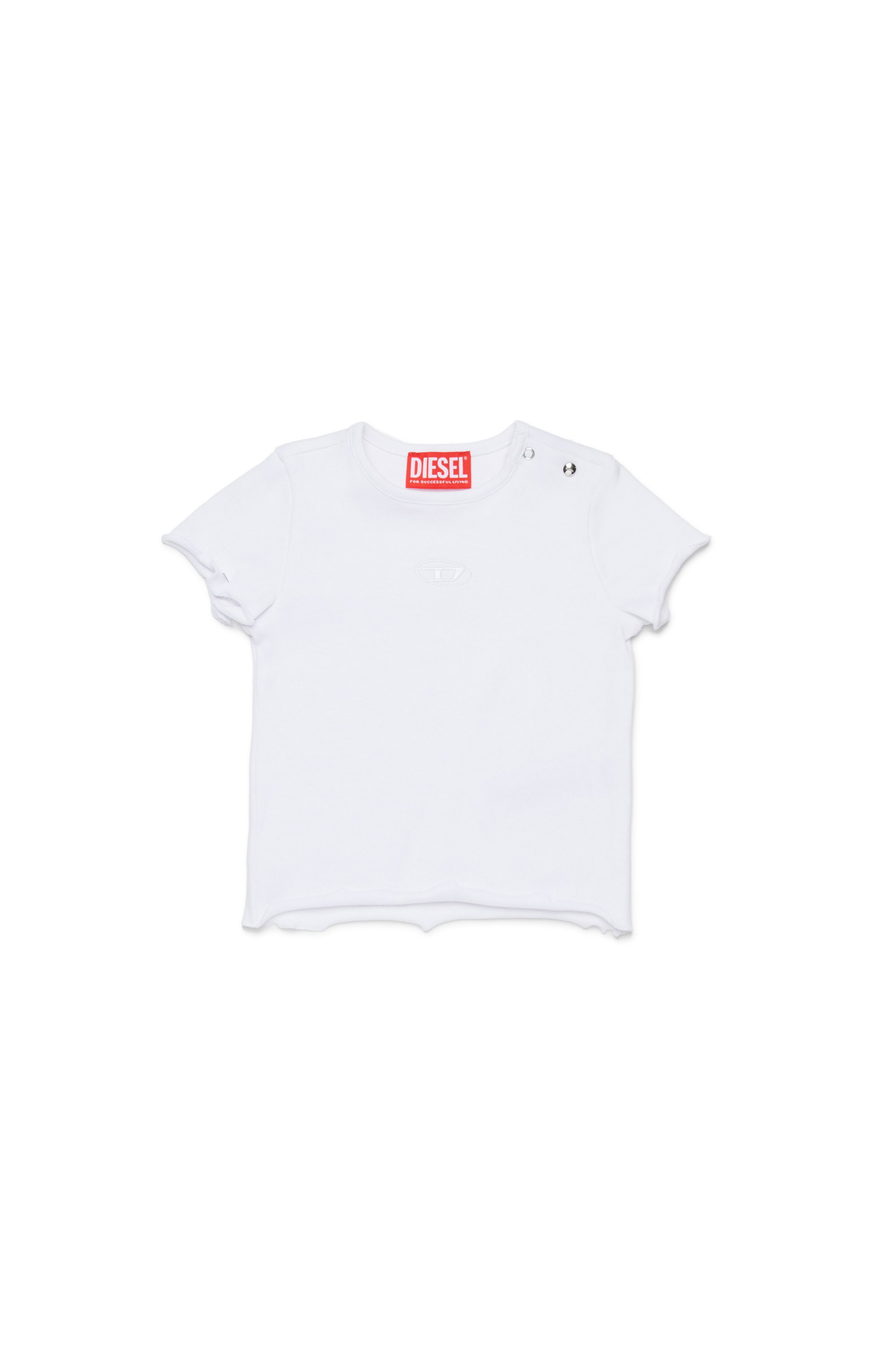 Diesel - TASPYB, T-shirt &agrave; ourlets volant&eacute;s Femme in Blanc - 1