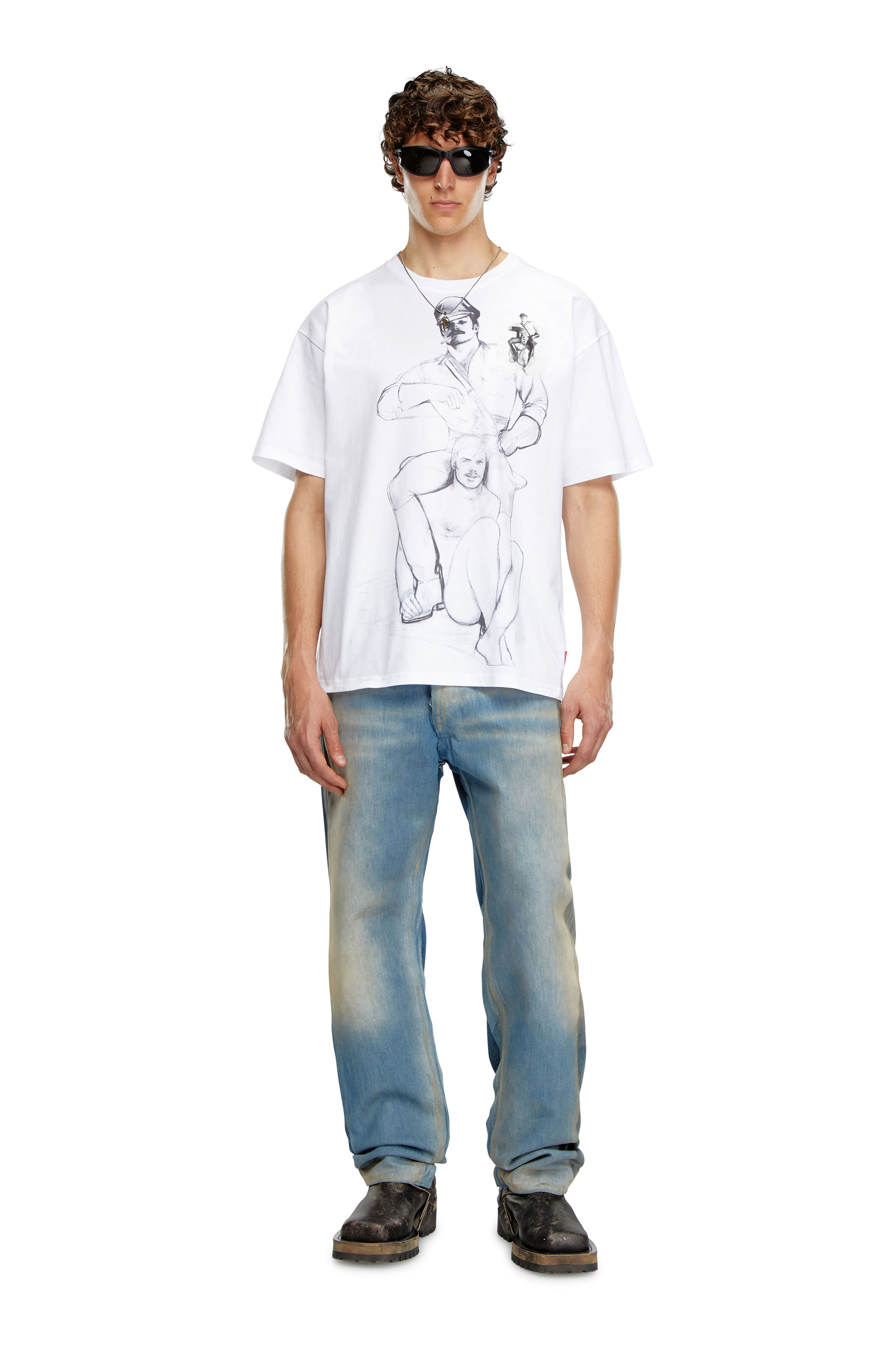 Diesel - PR-T-BOXT-TOF, Mixte T-shirt avec imprimés et empiècements in Blanc - Image 1