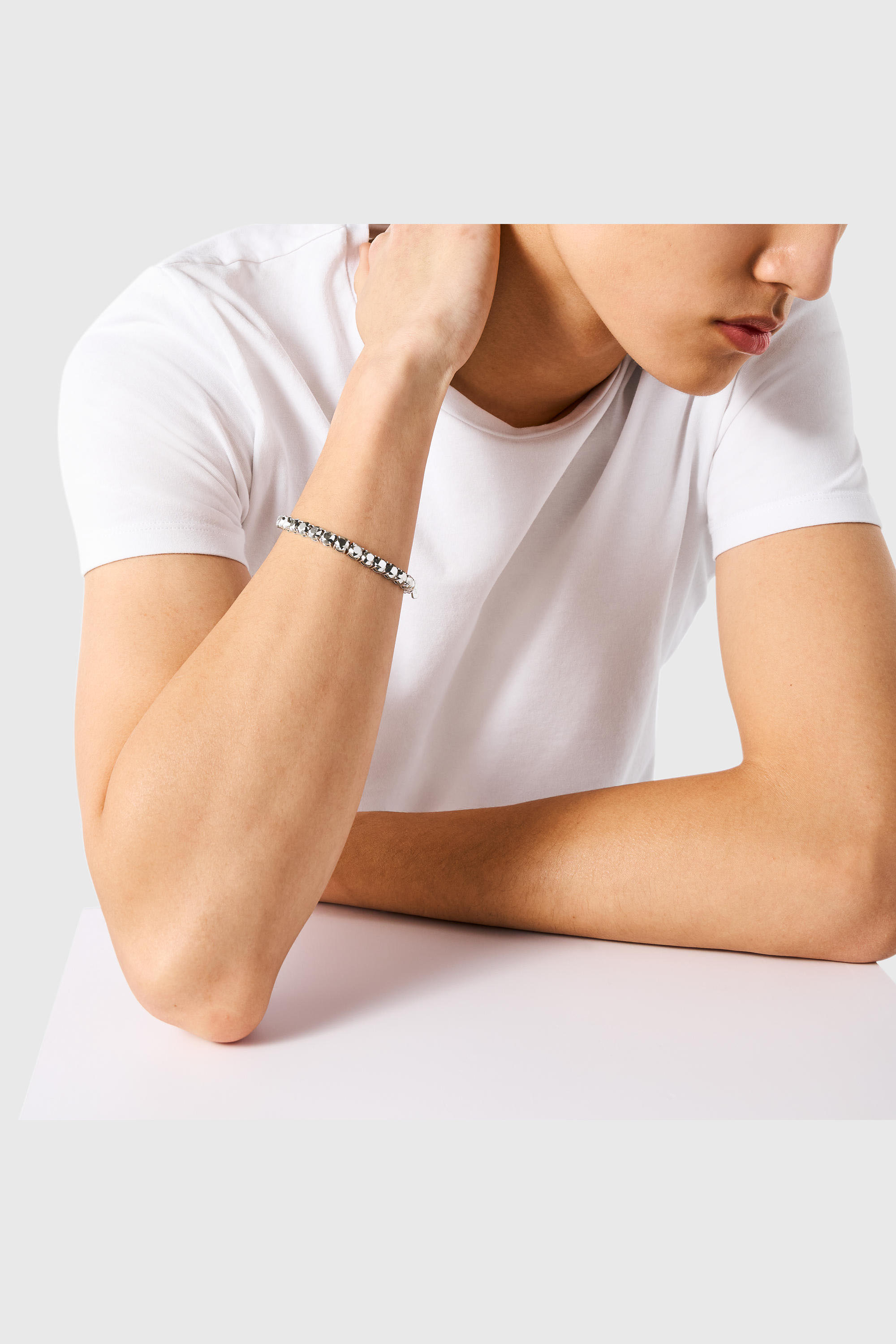 Diesel - DL1354040 STERLING SILVER JEWEL, Bracelet en argent sterling taille diamant Mixte in Gris argent&eacute; - 4