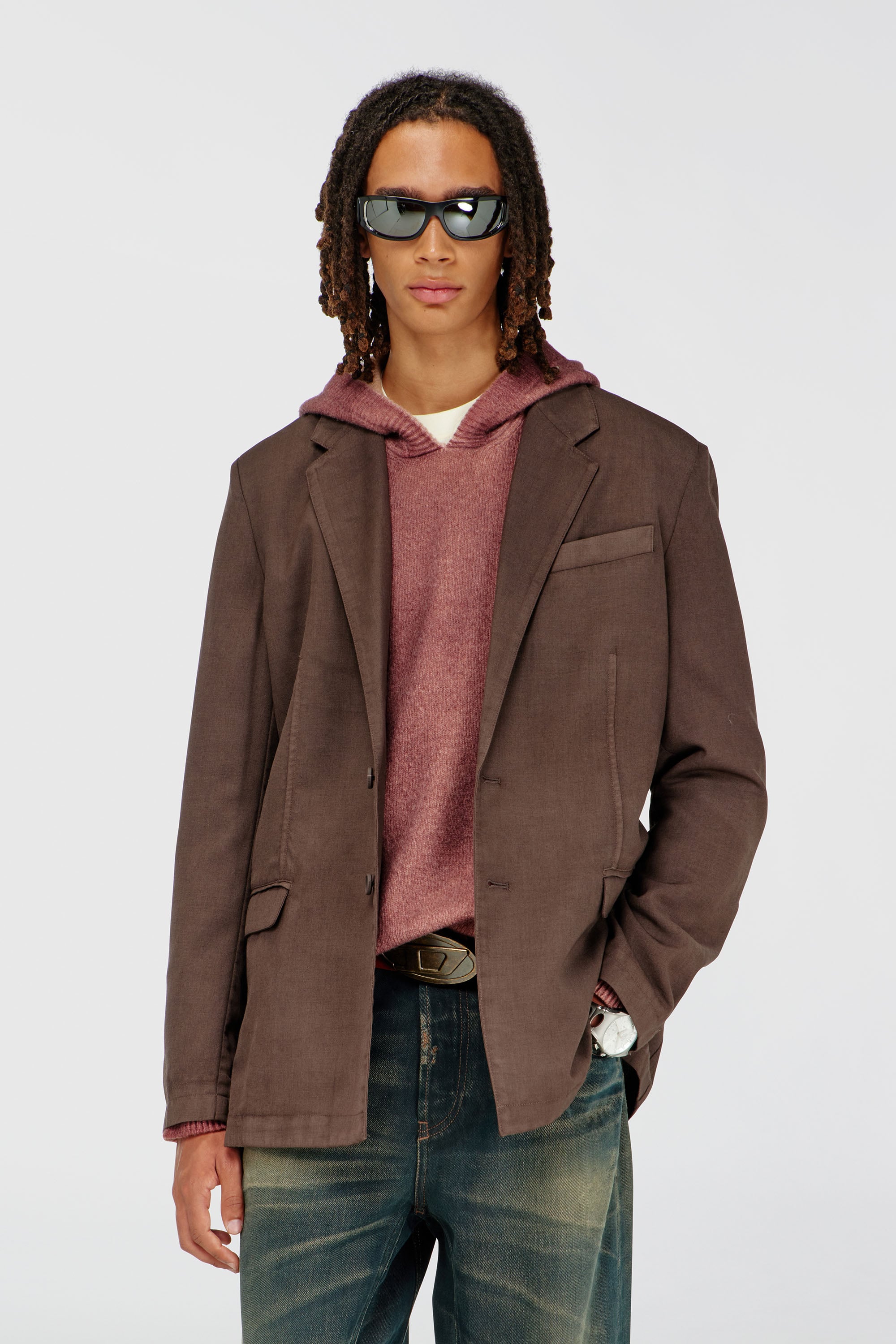 Diesel - J-CREED-AECB, Man's Blazer in stretch wool in Brown - 1