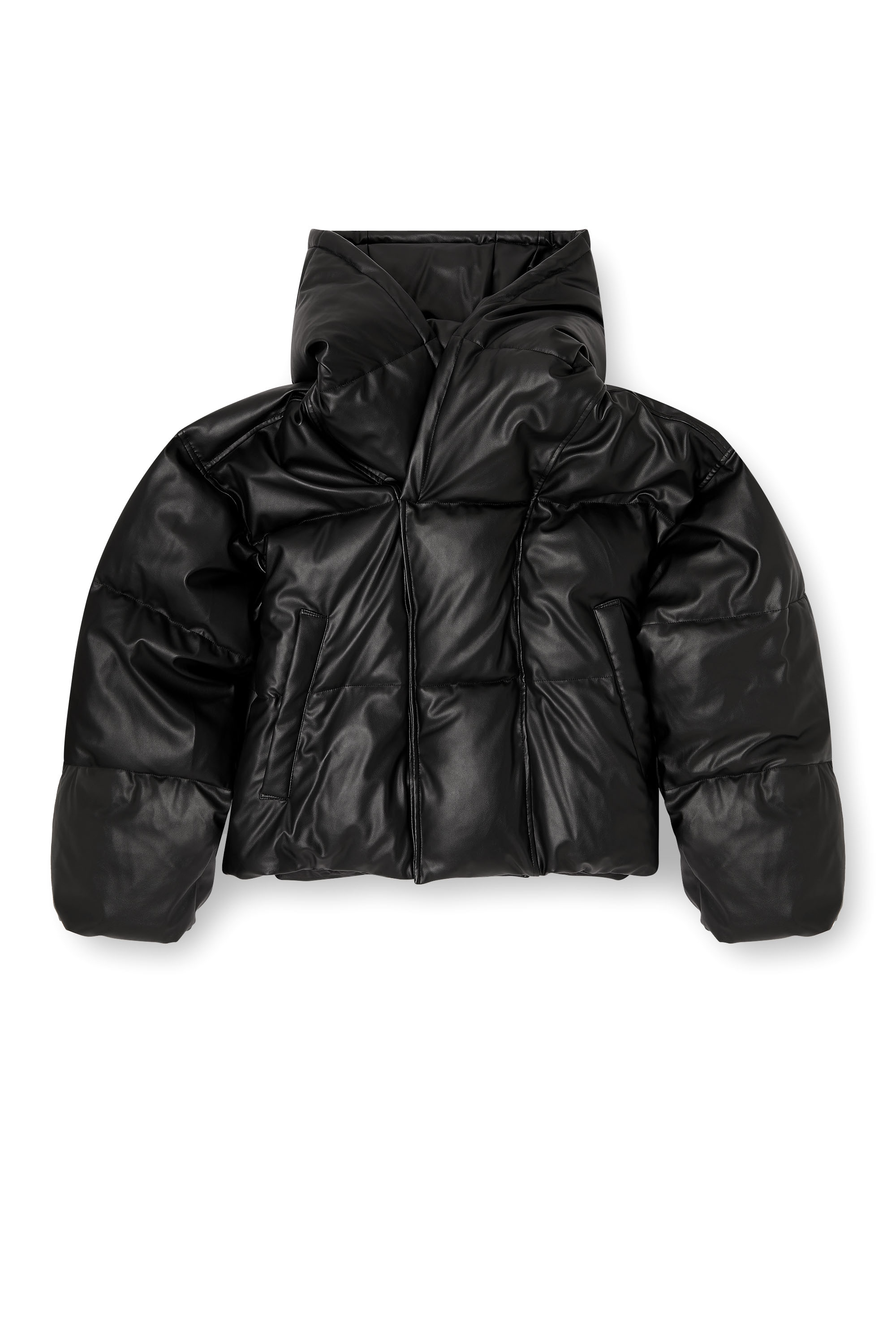 Diesel - W-MYLEY, Veste matelassée à capuche en tissu enduit Homme in Noir - 3