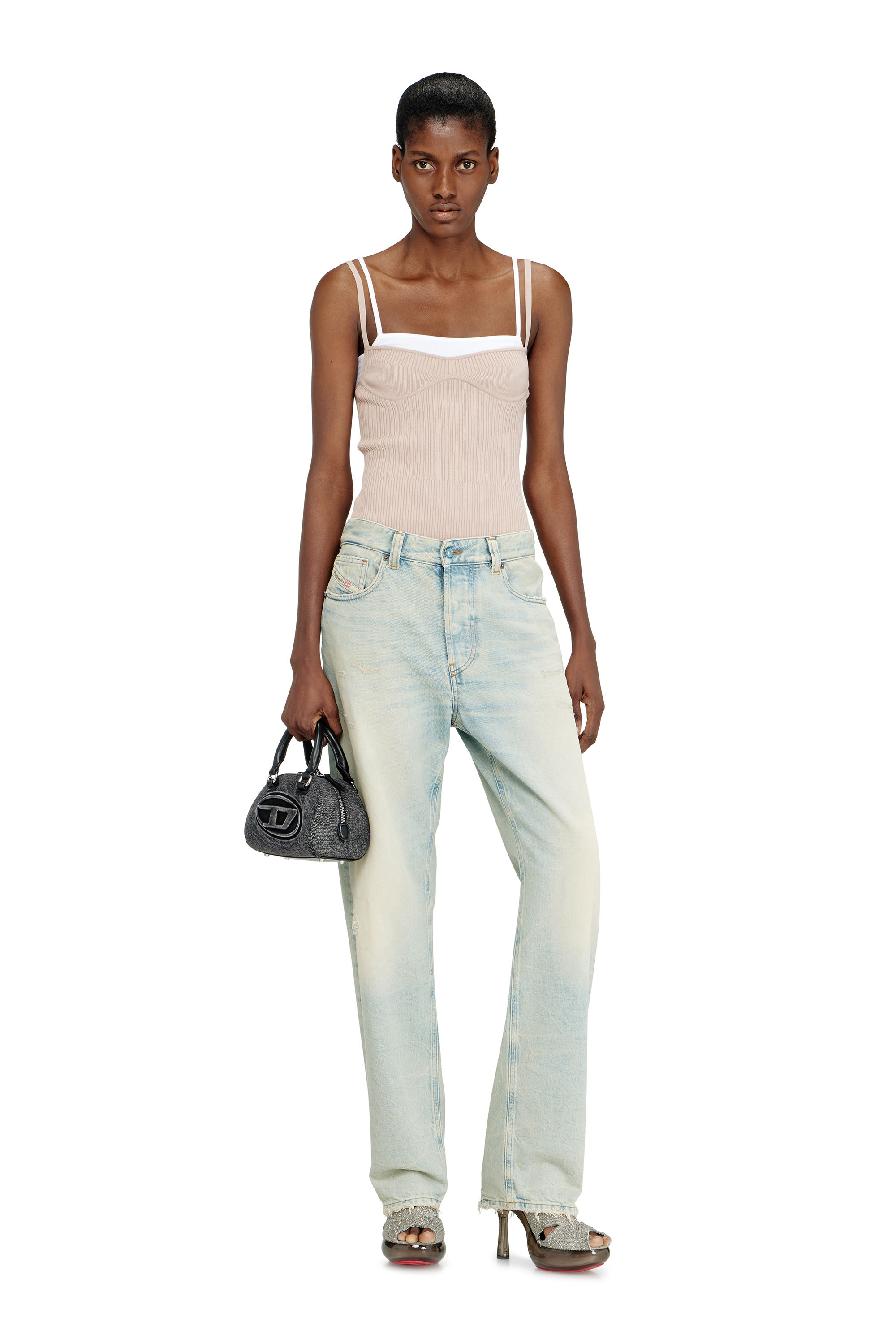 Diesel - M-ZARRINA, D&eacute;bardeur superpos&eacute; en maille c&ocirc;tel&eacute;e Femme in Rose - 2