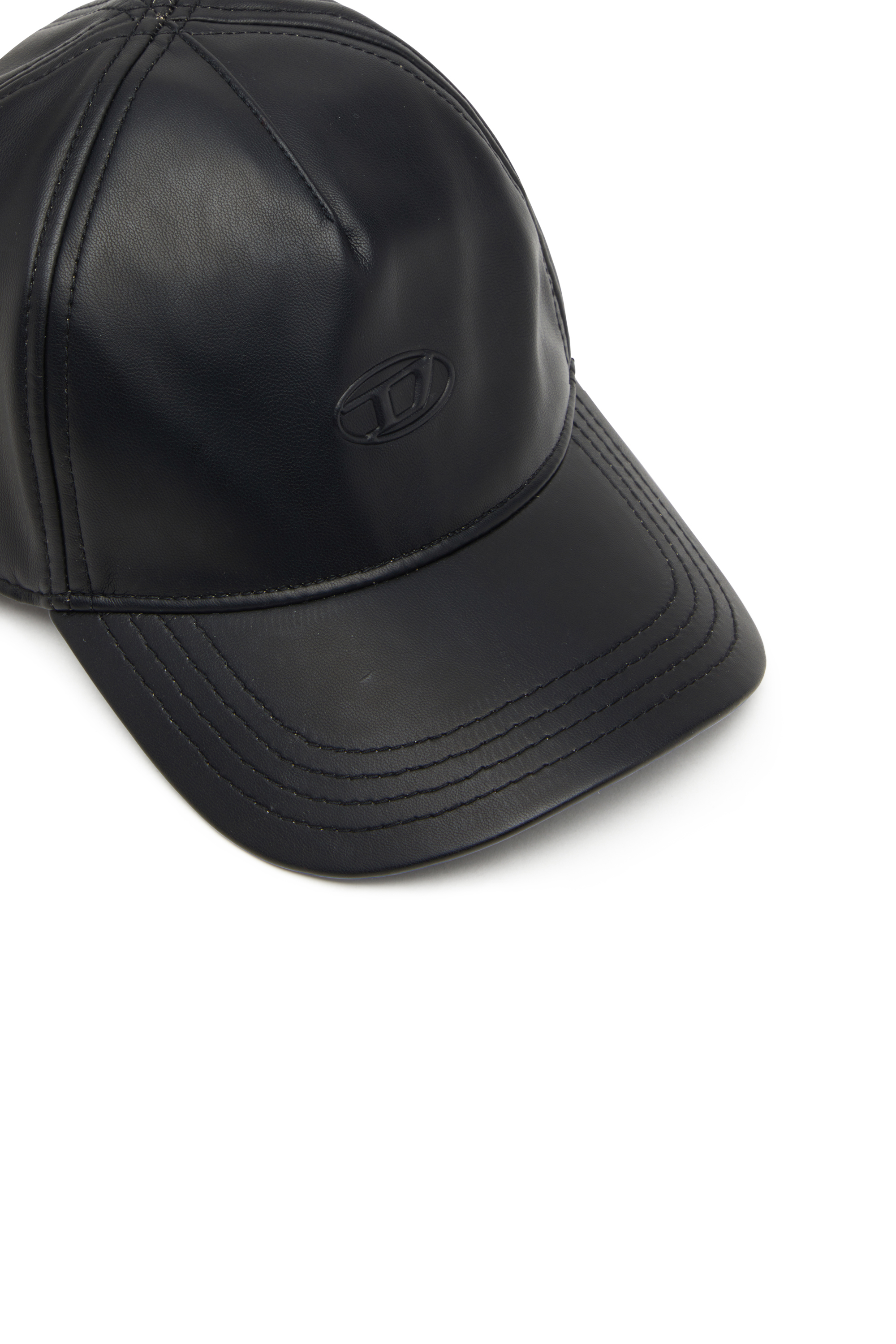Diesel - C-HEATHER, Casquette de baseball enduite avec logo embossé Homme in Noir - 3