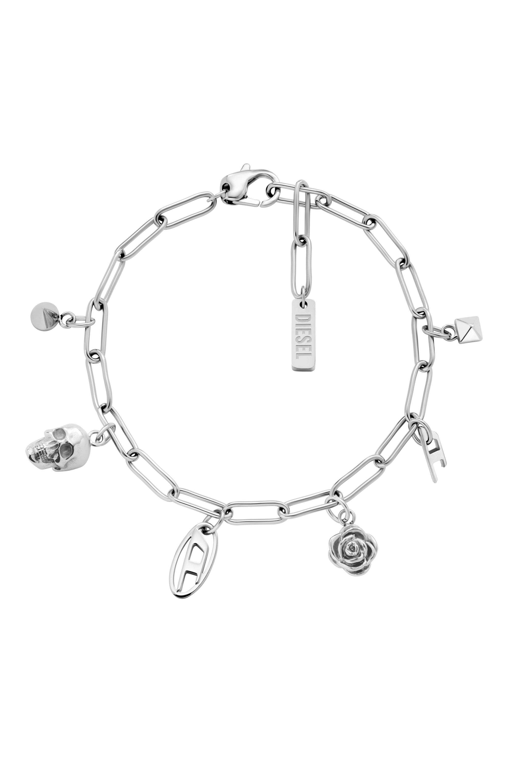 Diesel - DX1604040, Bracelet à breloques en acier inoxydable Mixte in Gris argenté - 1
