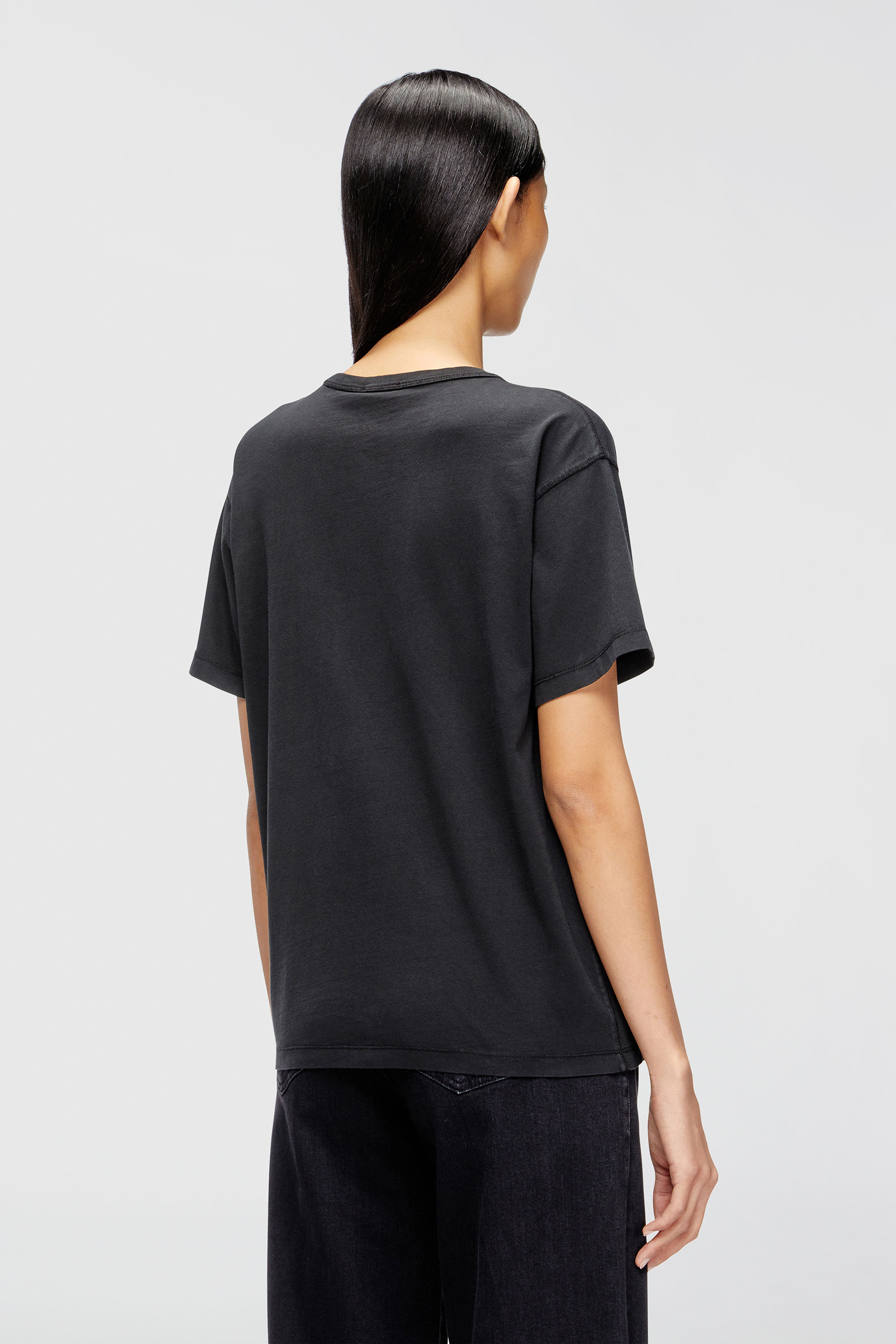 Diesel - T-NORMY-OD-S1, T-shirt en coton avec Oval D m&eacute;tallique Femme in Noir - 4