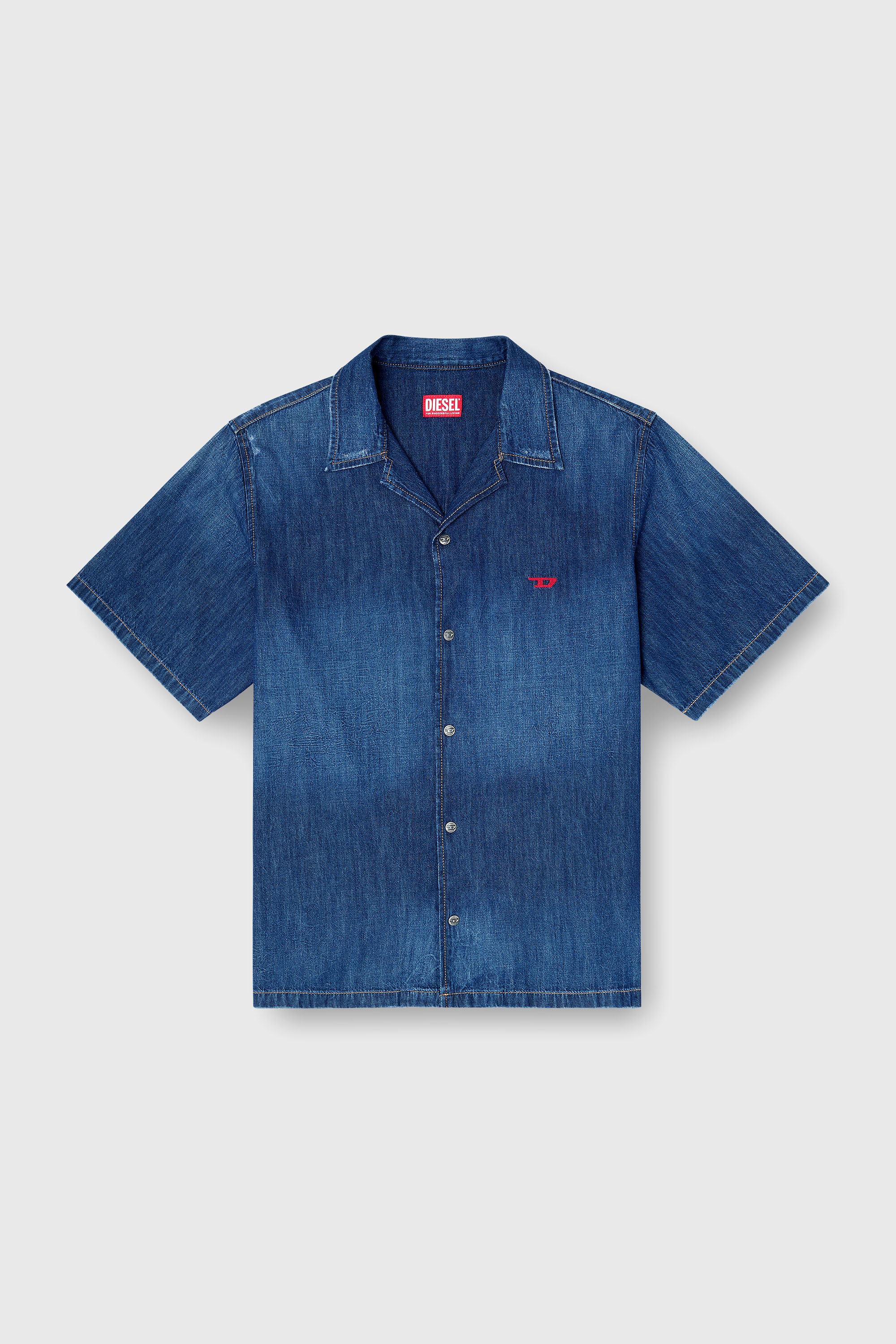 Diesel - D-NABIL-D, Chemise &agrave; manches courtes en denim Homme in Bleu - 2