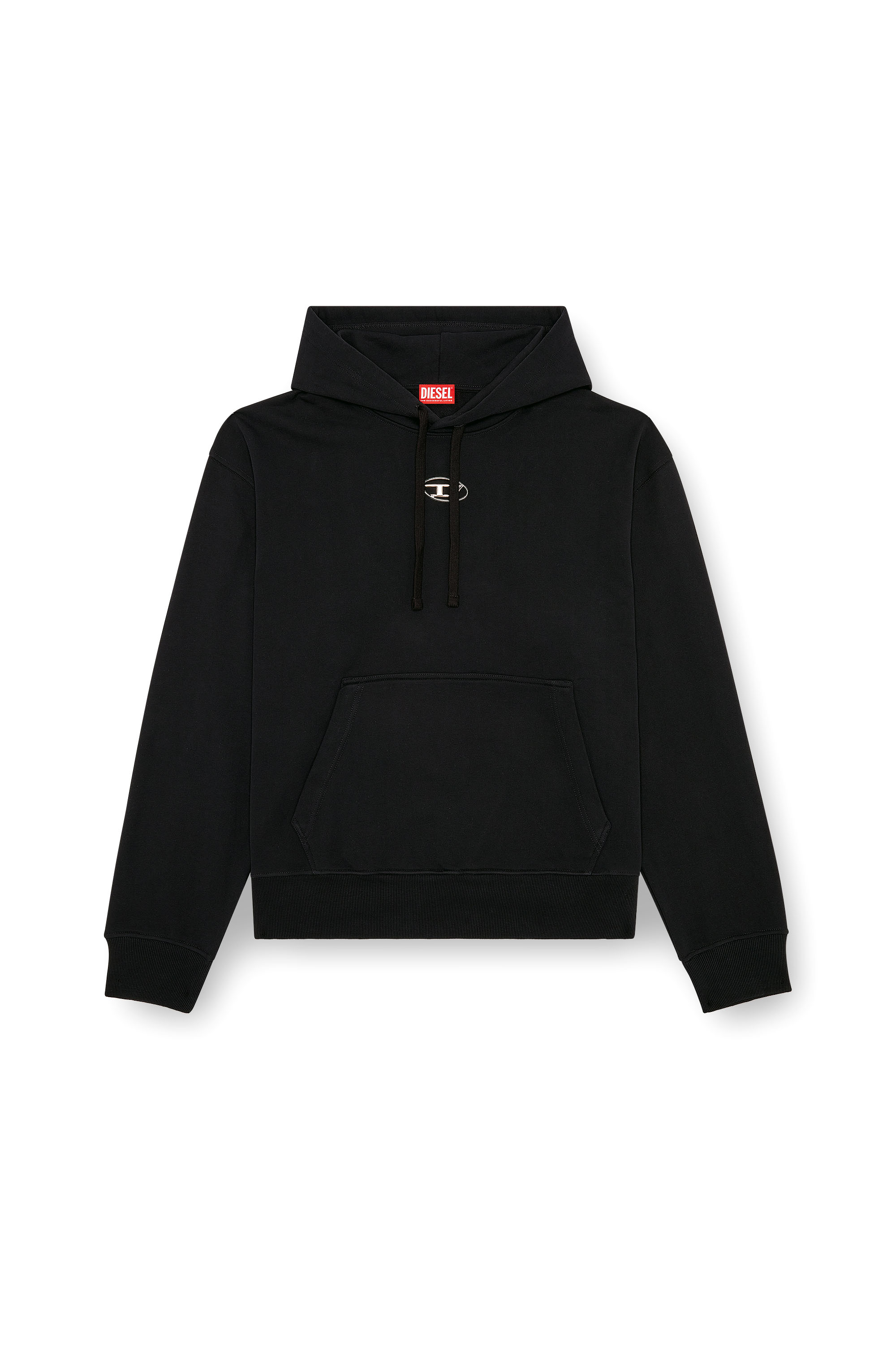 Diesel - S-MACS-HOOD-OD, Sweat-shirt à capuche oversize avec logo métallisé Homme in Noir - 2
