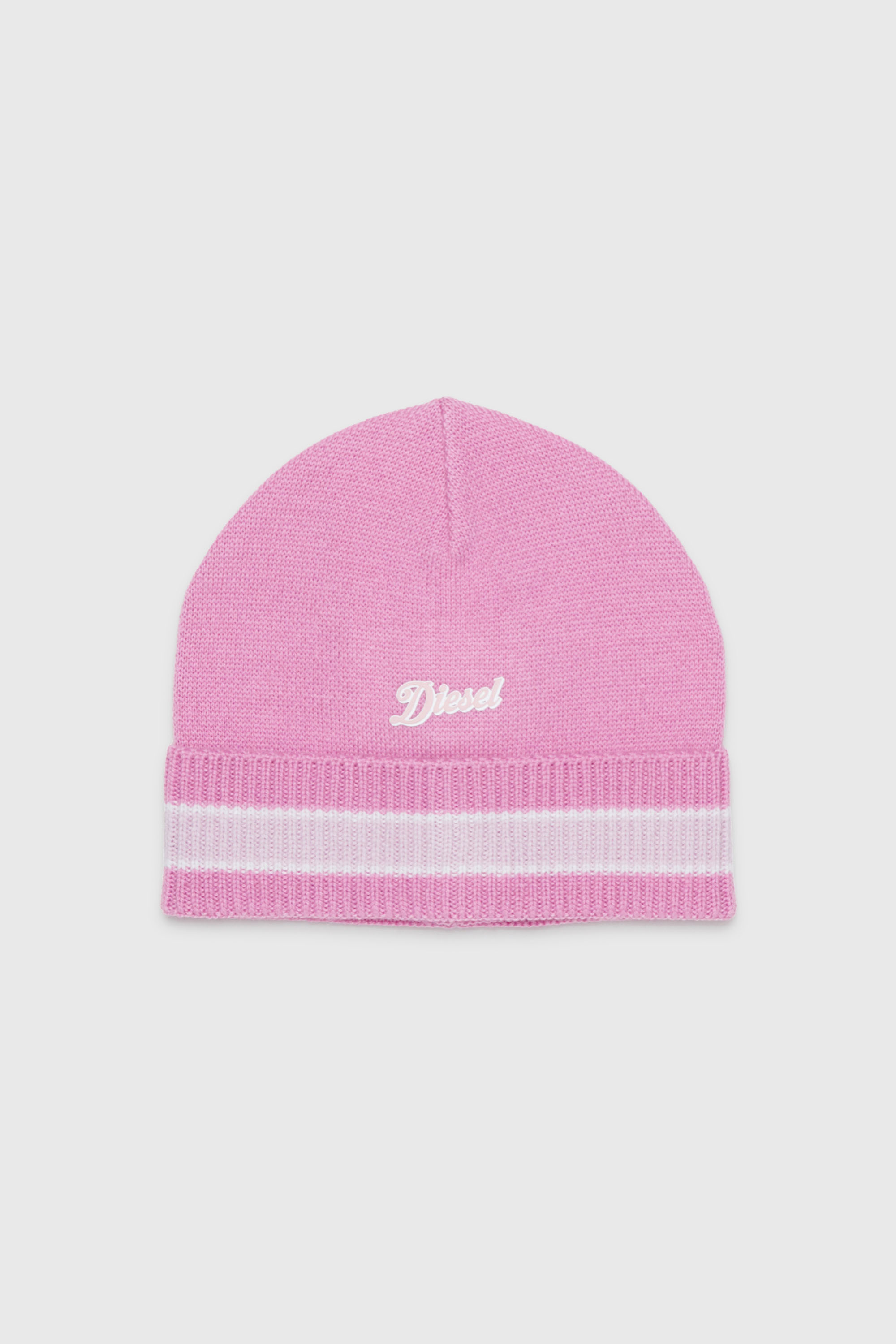 Diesel - FMOB, Bonnet ray&eacute; en m&eacute;lange de laine Mixte in Rose - 1