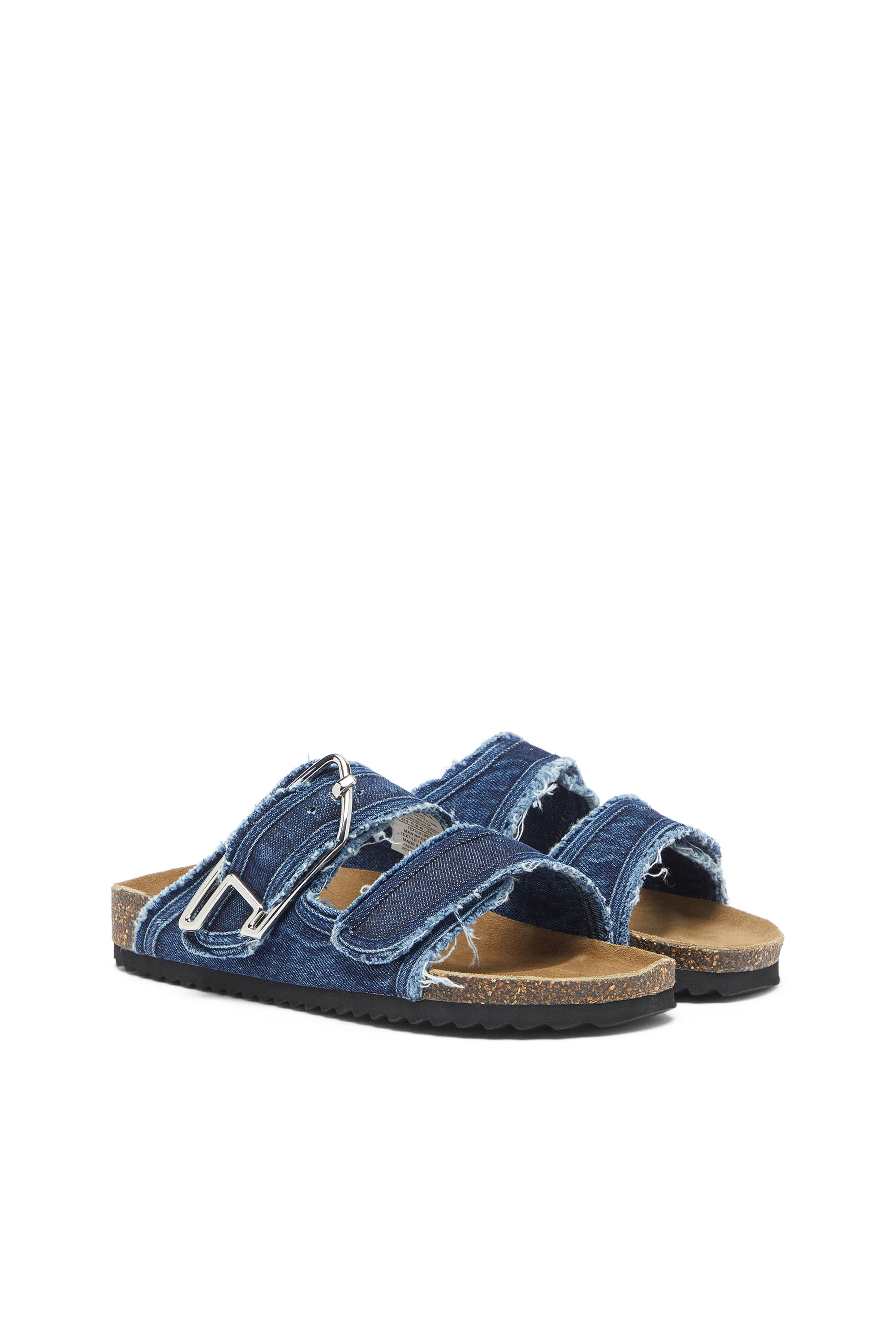 Diesel - D-WOODSTOCK D SANDAL W, D-Woodstock - Sandales &agrave; brides en denim effiloch&eacute; Femme in Bleu - 2