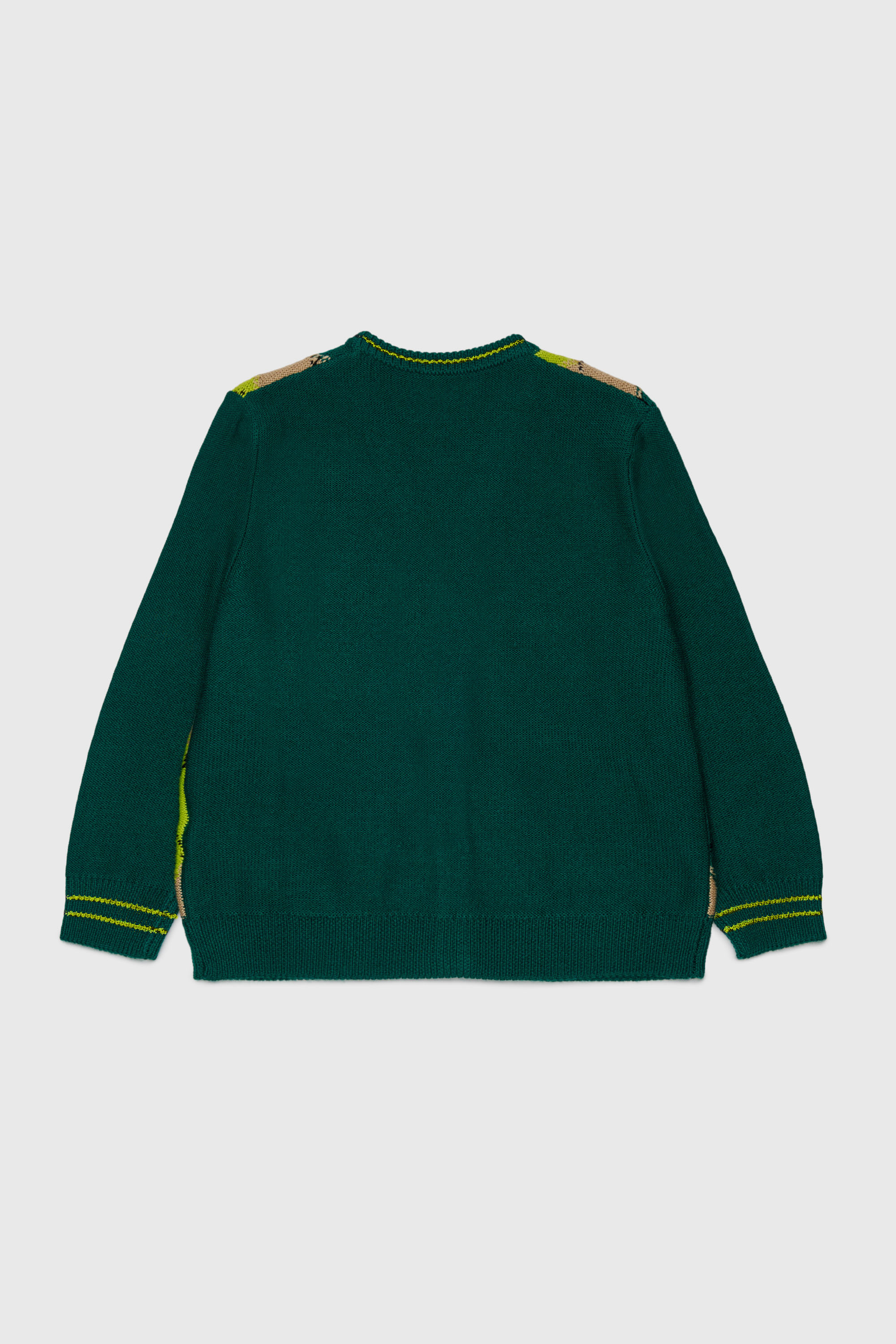 Diesel - KROMYCARDIGAN OVER, Cardigan en laine m&eacute;lang&eacute;e &agrave; motif argyle Mixte in Vert - 2