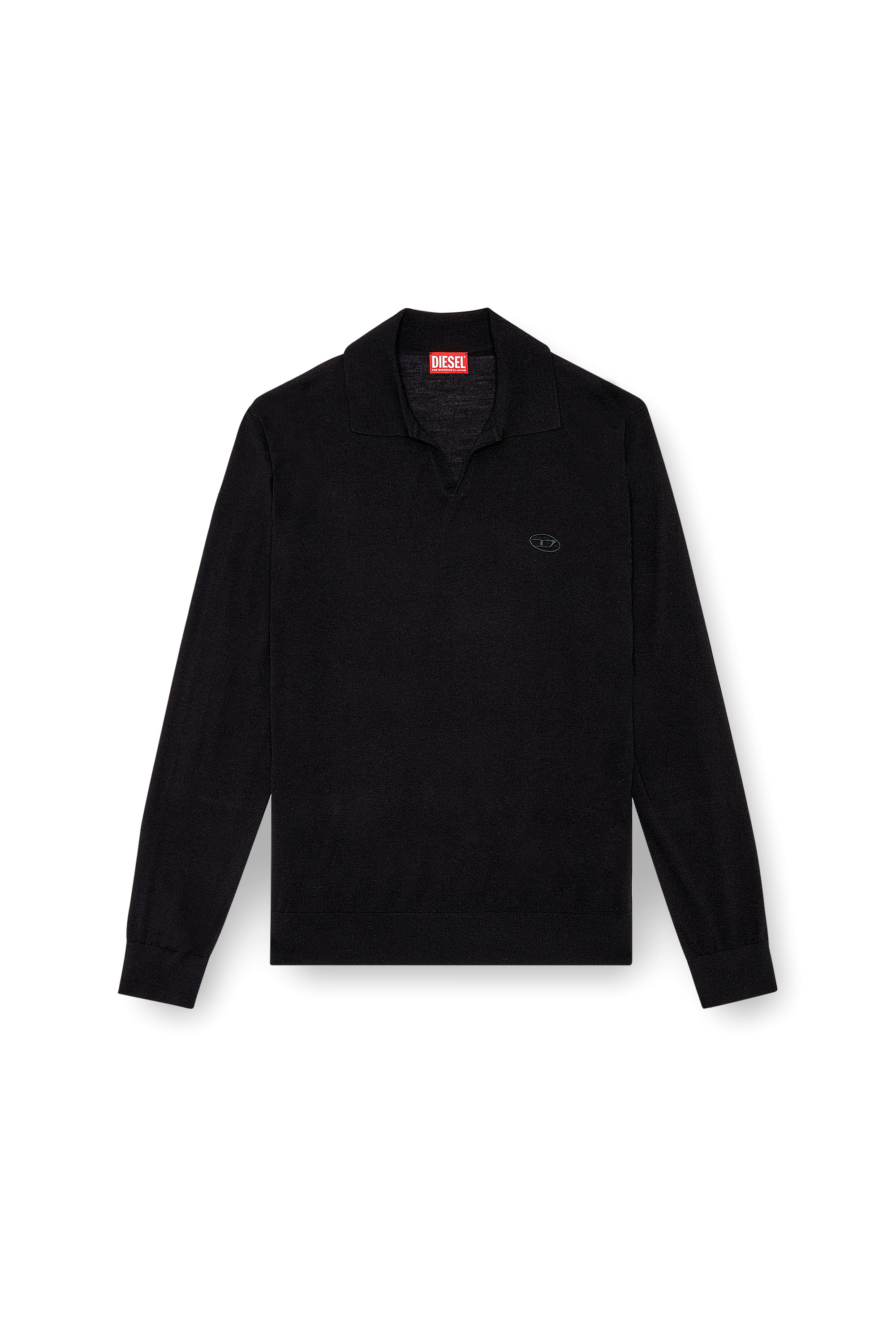 Diesel - K-GLARE, Pull en laine avec col polo Homme in Noir - 3