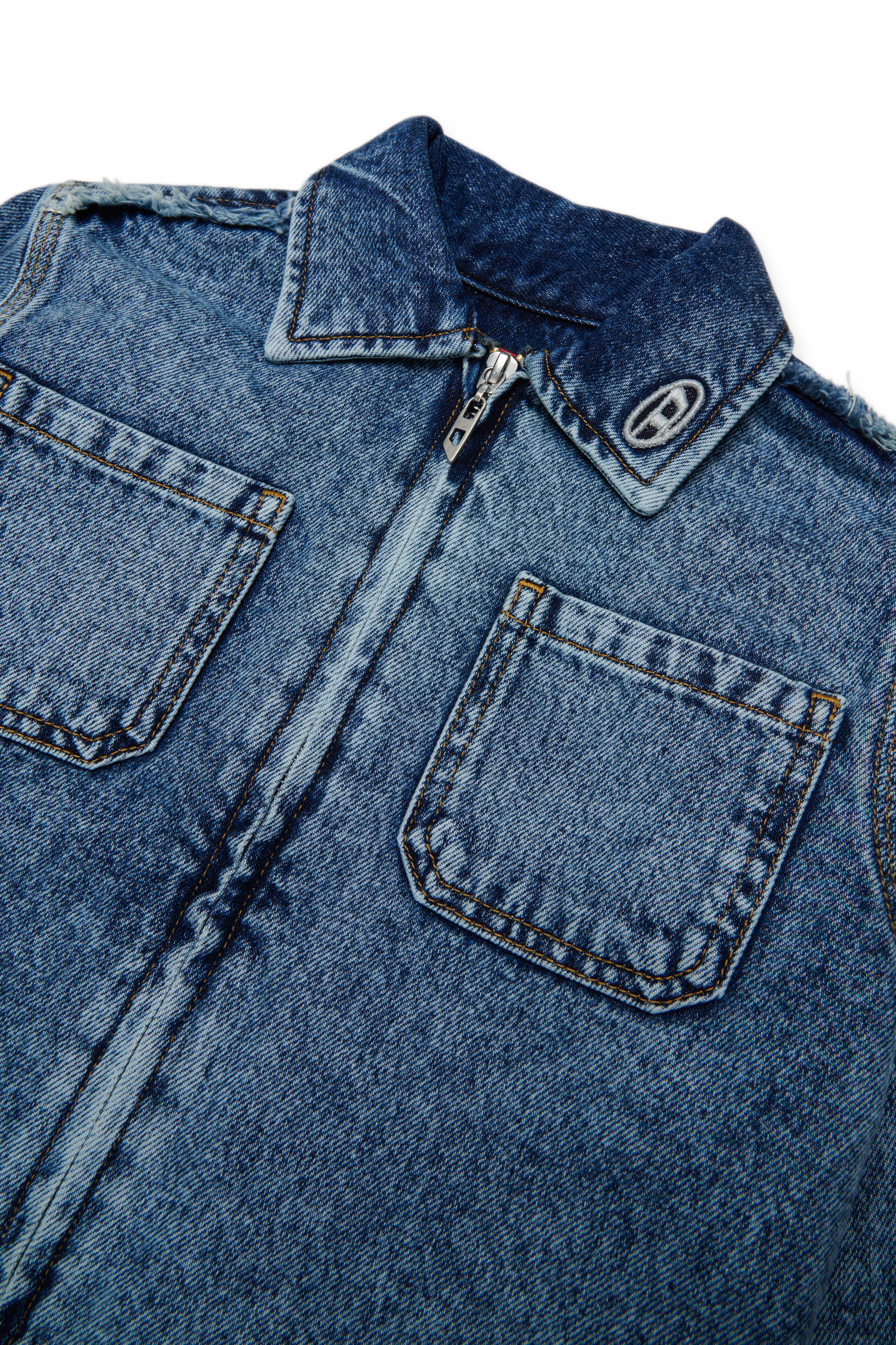 Diesel - CELKA, Chemise en denim zipp&eacute;e avec d&eacute;tail effiloch&eacute; Femme in Bleu - 3