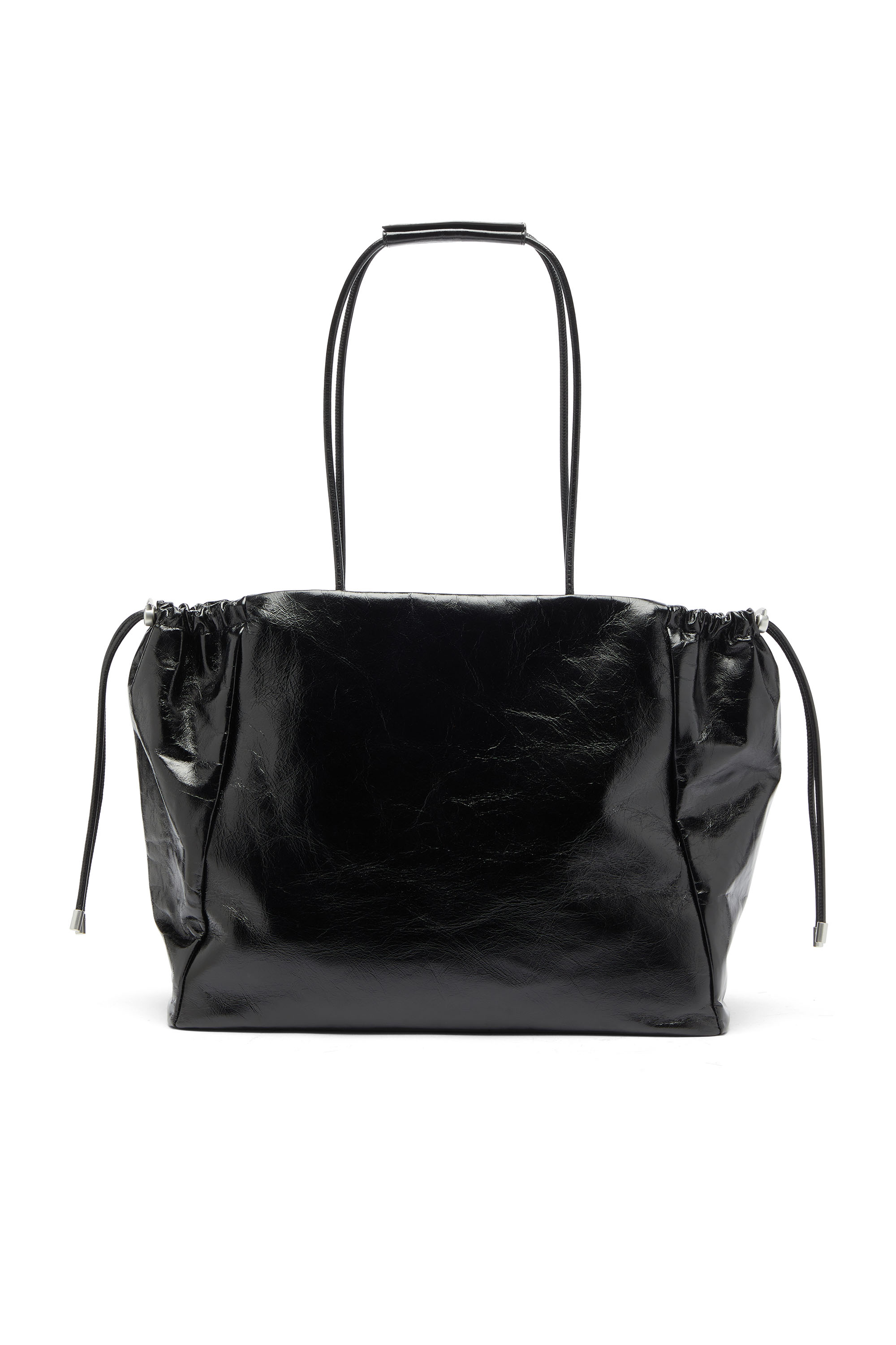 Diesel - SCRUNCH-D TOTE E/W, Scrunch-D - Sac cabas en cuir brillant effet froiss&eacute; Femme in Noir - 2
