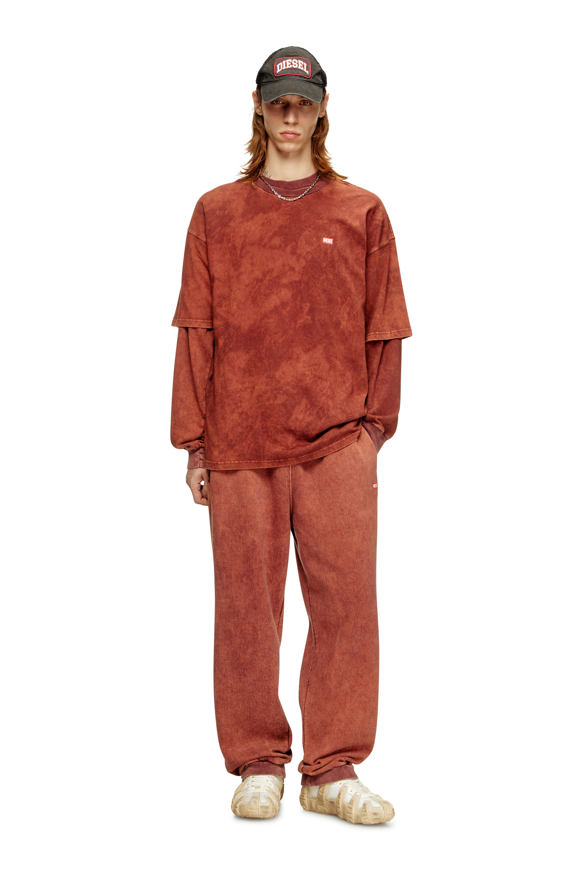 Diesel - T-BOXT-T4, T-shirt en jersey vanisé avec logo Homme in Marron - 1