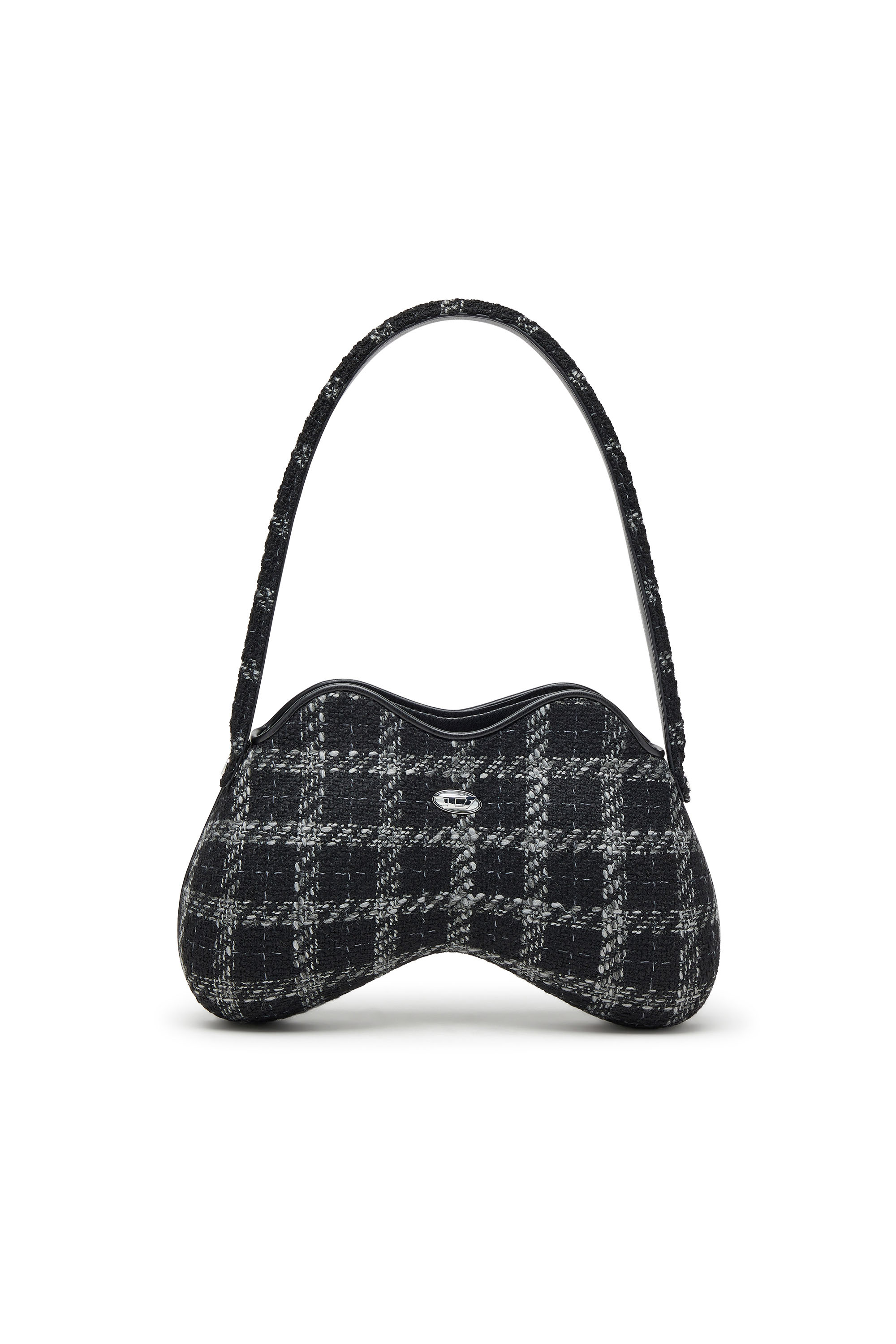 Diesel - DOUBLE-D SHOULDER, Sac à épaule avec motif pied-de-poule Femme in Noir - 1