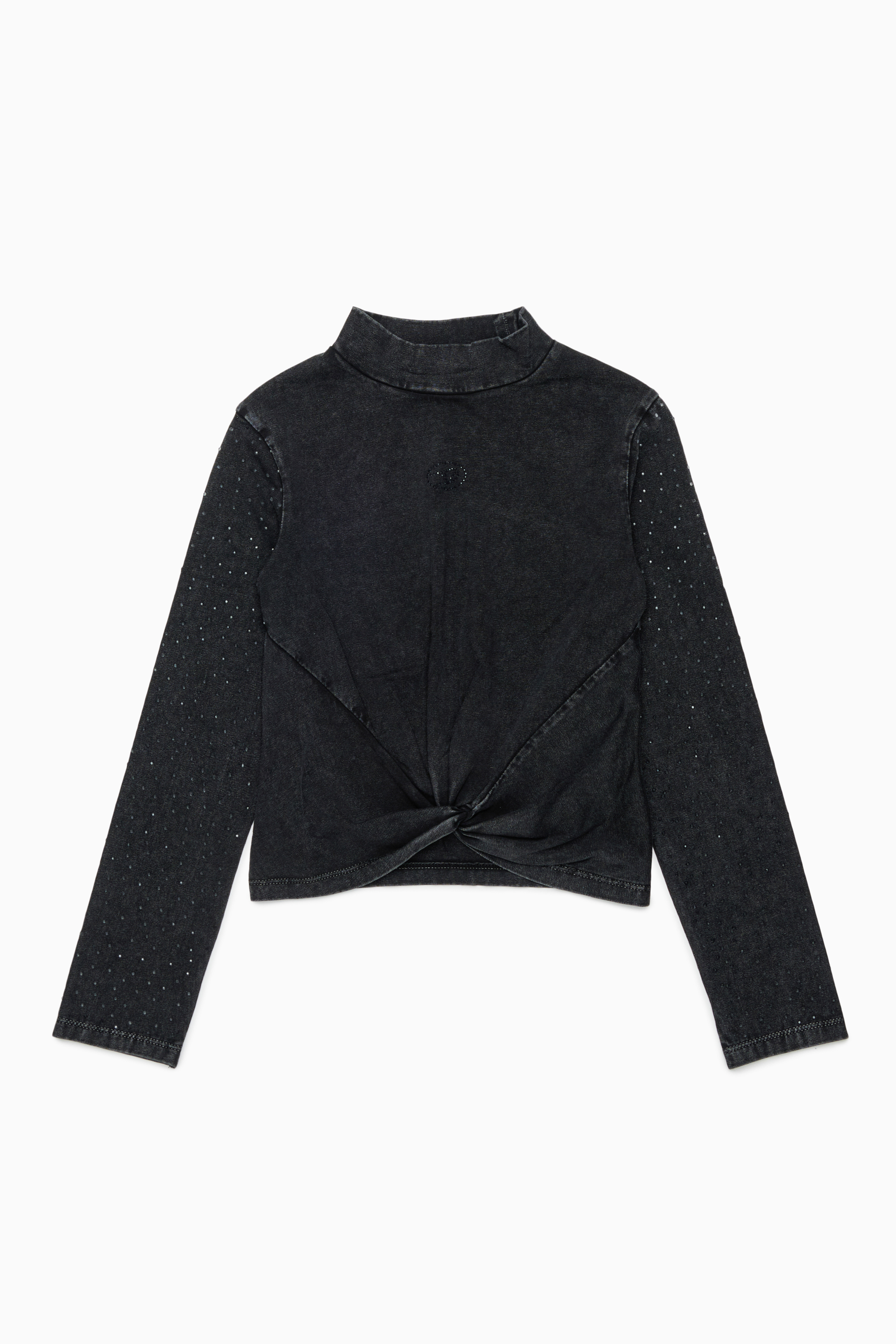 Diesel - TKNOT, Top &agrave; ourlet twist avec strass Femme in Noir - 1