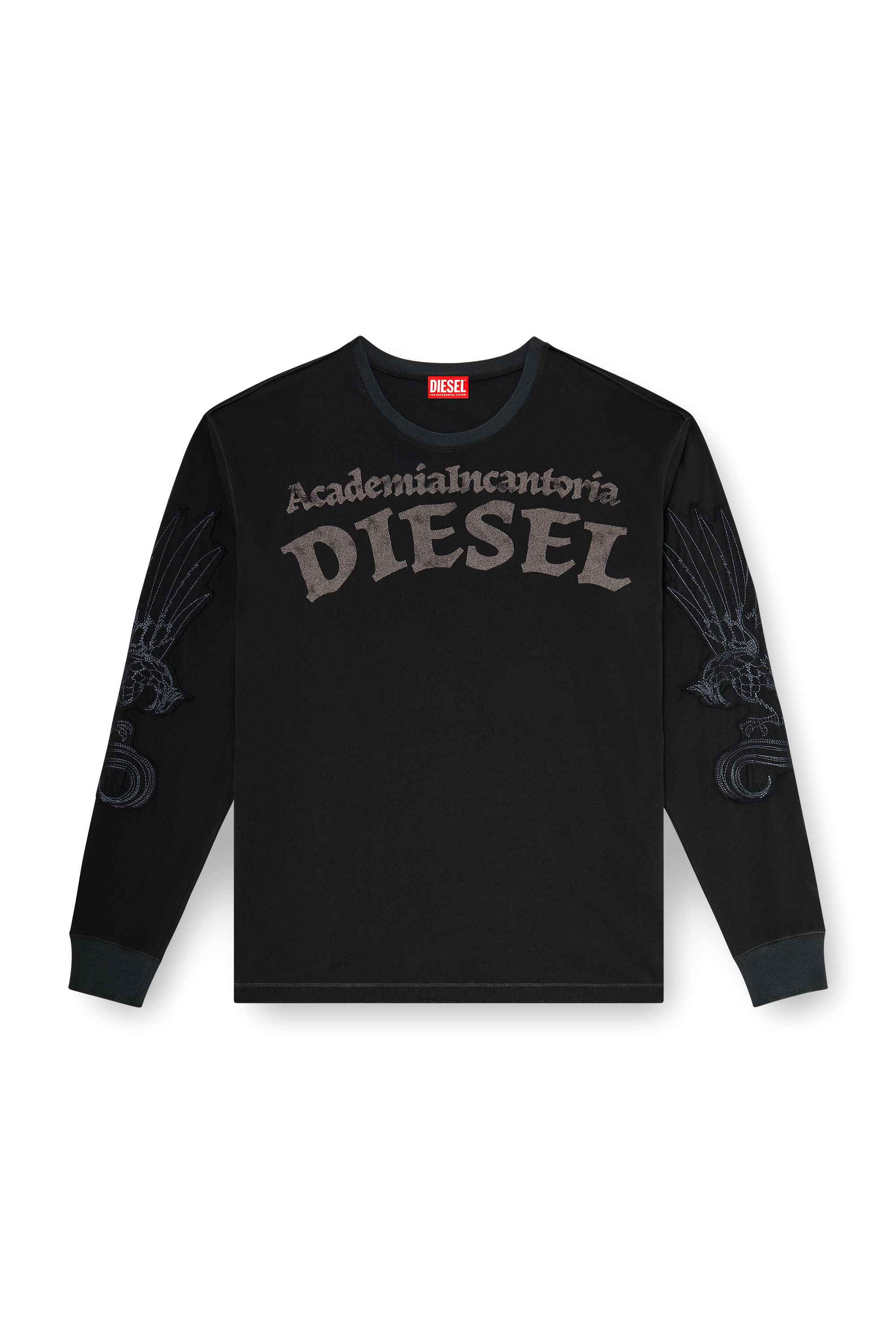 Diesel - T-NORM-LS-AA3, Man's Long-sleeve T-shirt with prints and patches in Black - 3