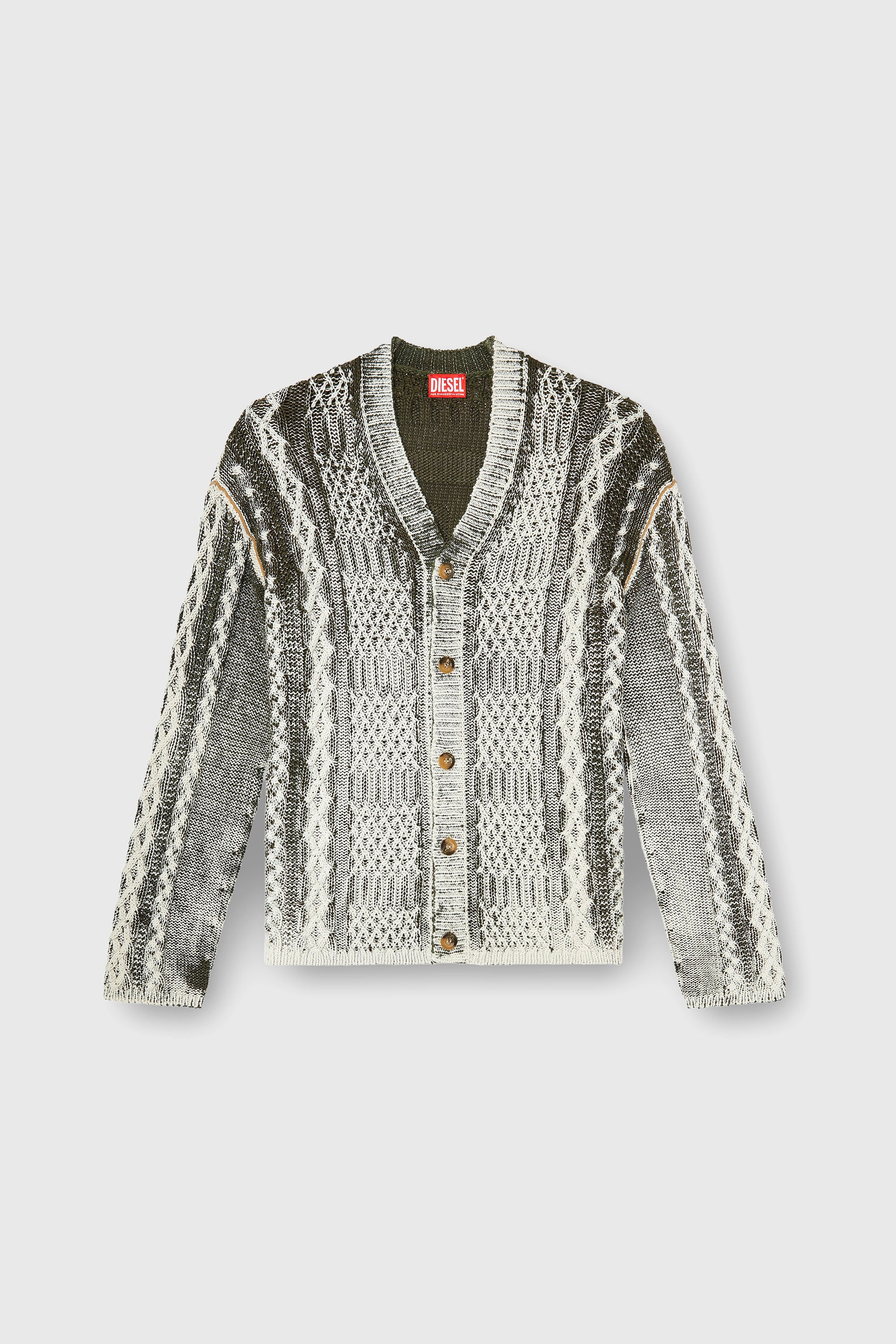 Diesel - K-MIOTO, Cardigan en maille torsad&eacute;e trait&eacute; Homme in Polychrome - 2