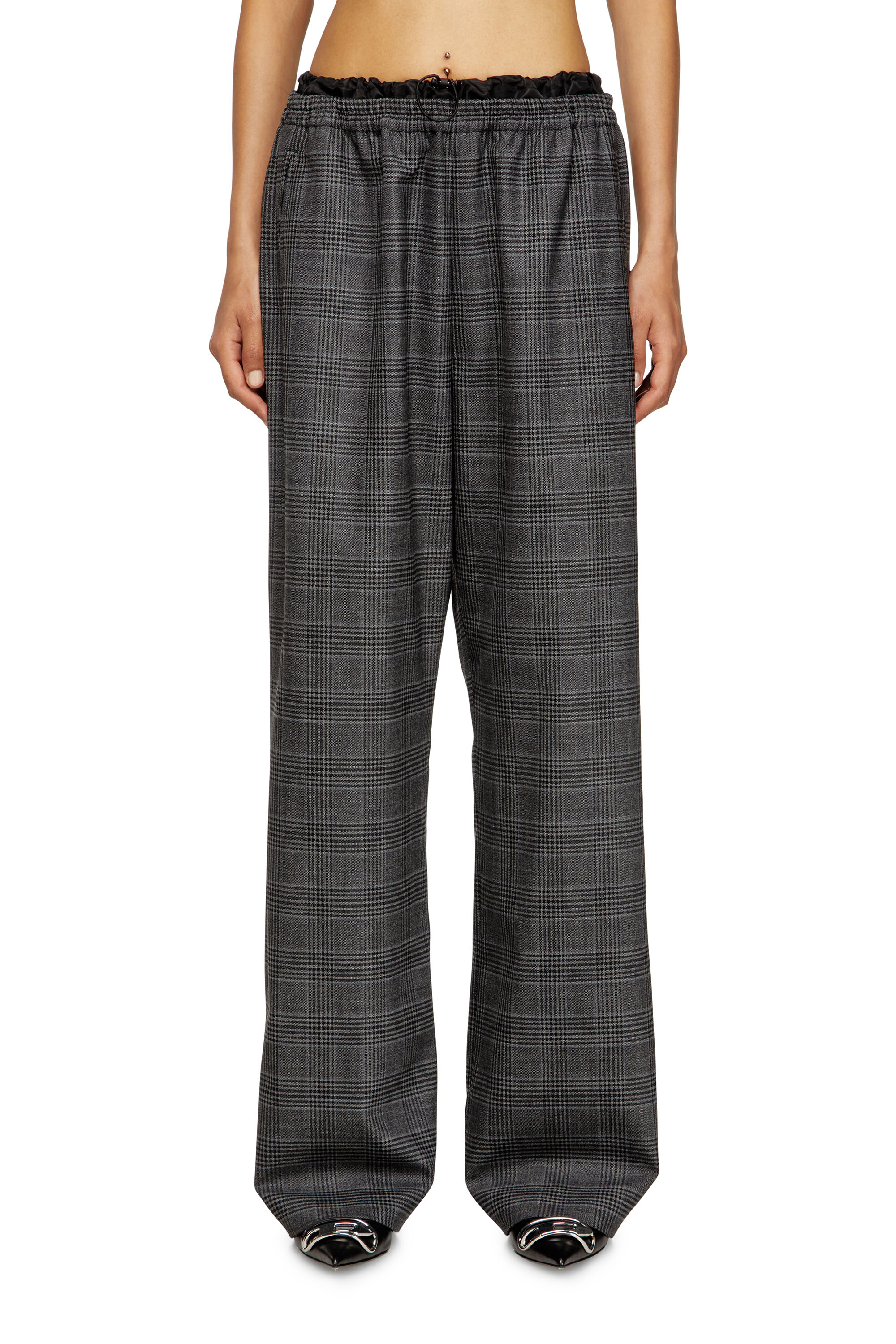 Diesel - P-YRITE, Pantalon en laine avec poches passepoilées Femme in Noir - 1