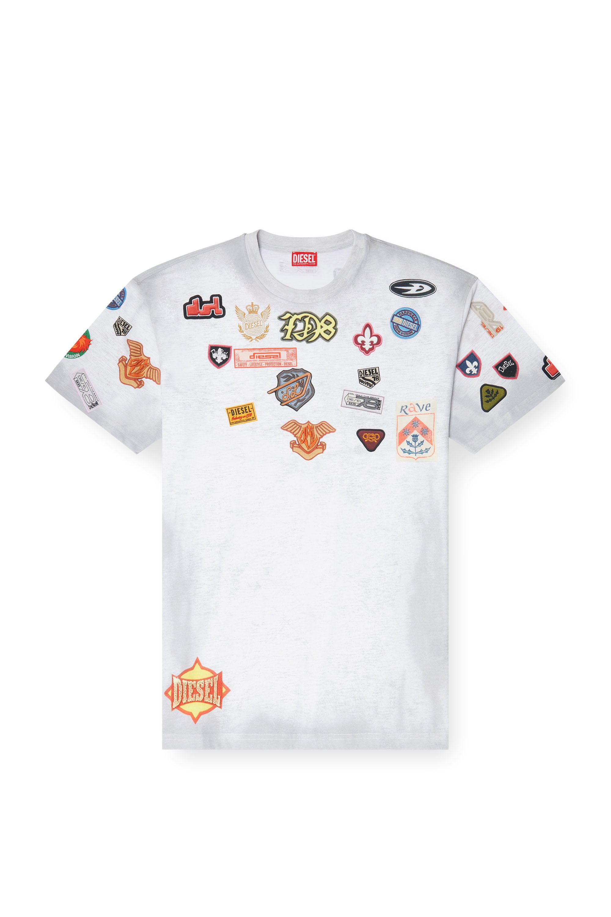 Diesel - T-BOXT-AA6, Man's Cotton T-shirt with all-over patches print in null - 3