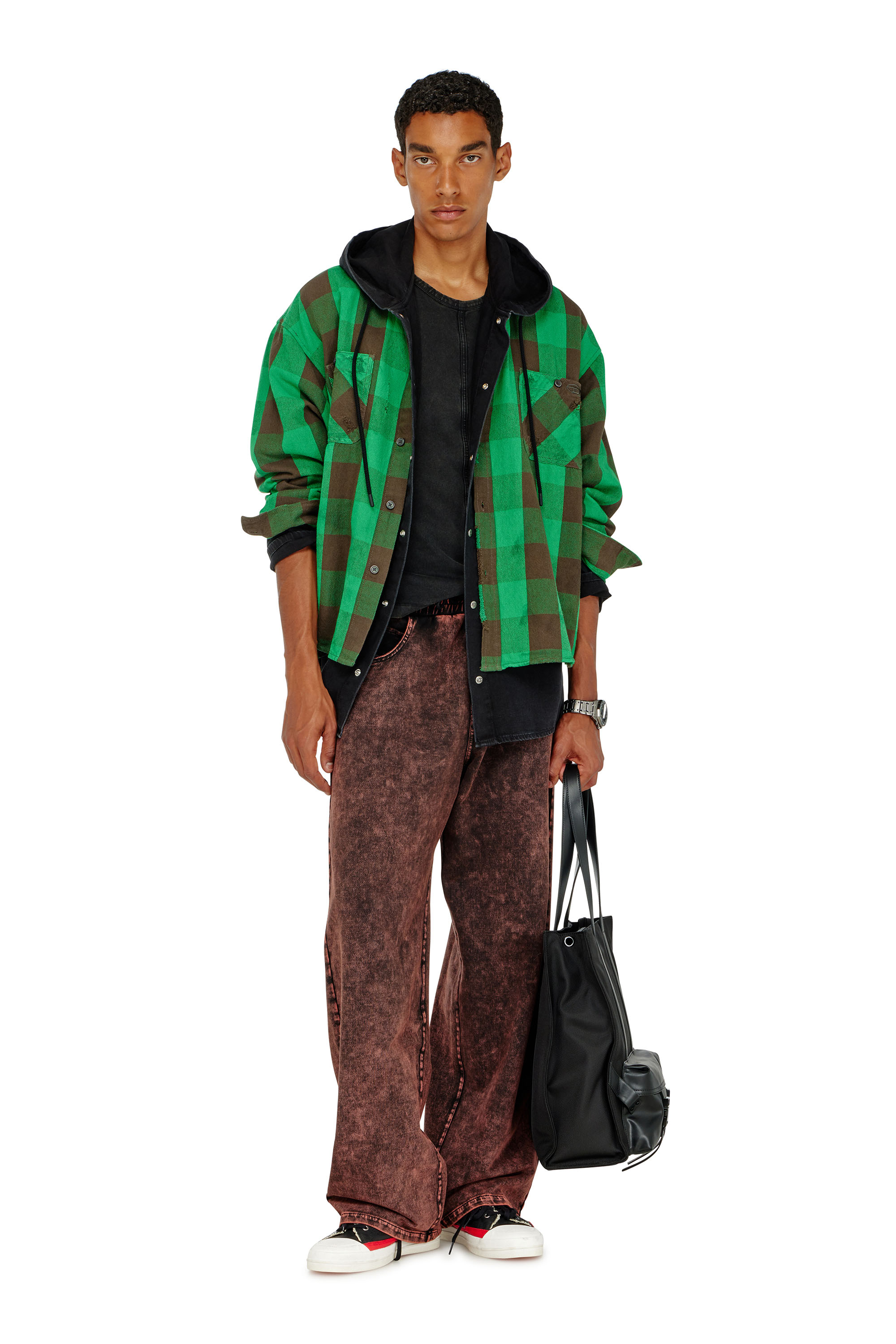 Diesel - S-DRUM, Chemise &agrave; carreaux effet us&eacute; Homme in Polychrome - 1
