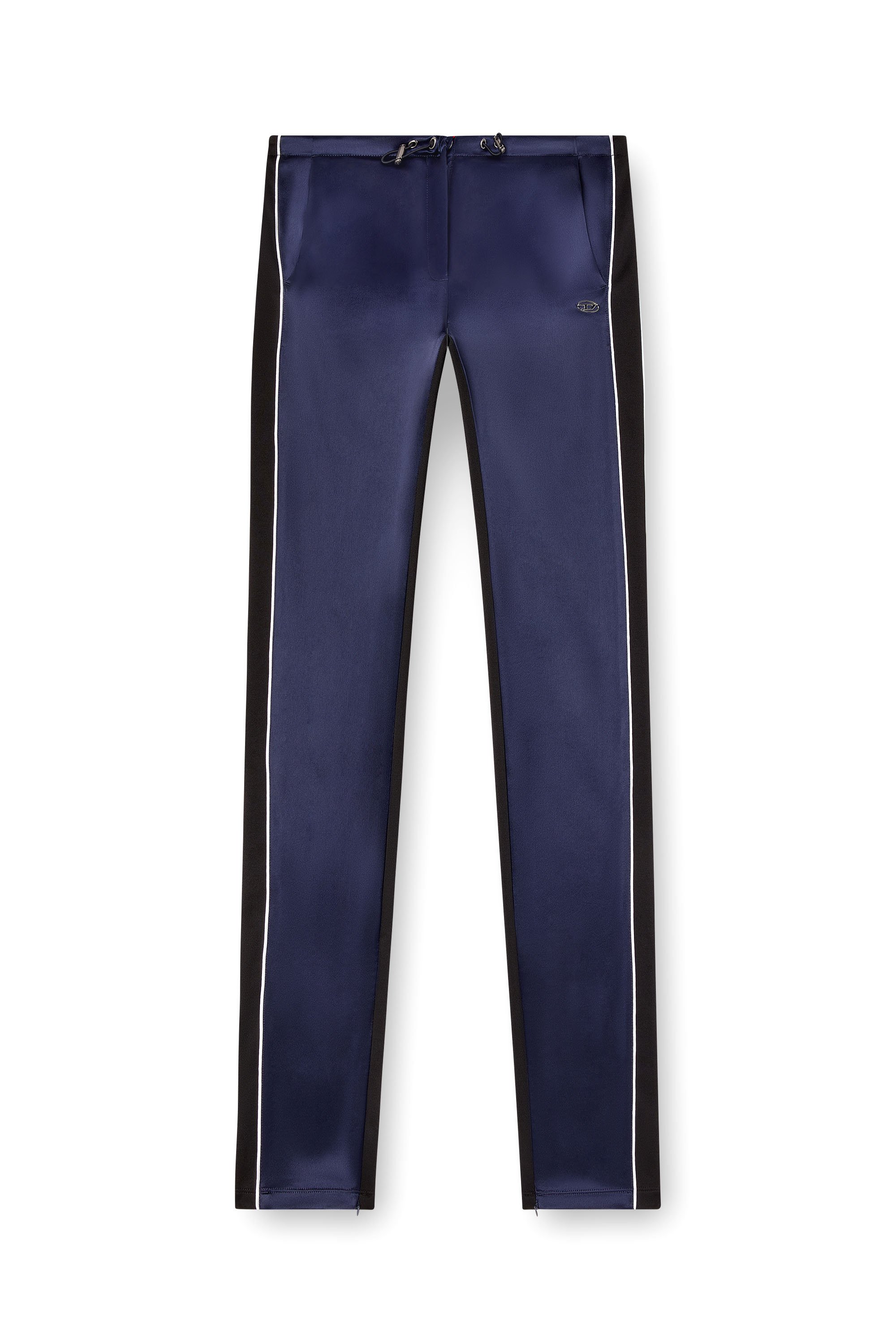 Diesel - P-ROUD, Pantalon de survêtement en tricot et satin avec passepoil Femme in Bleu - 3