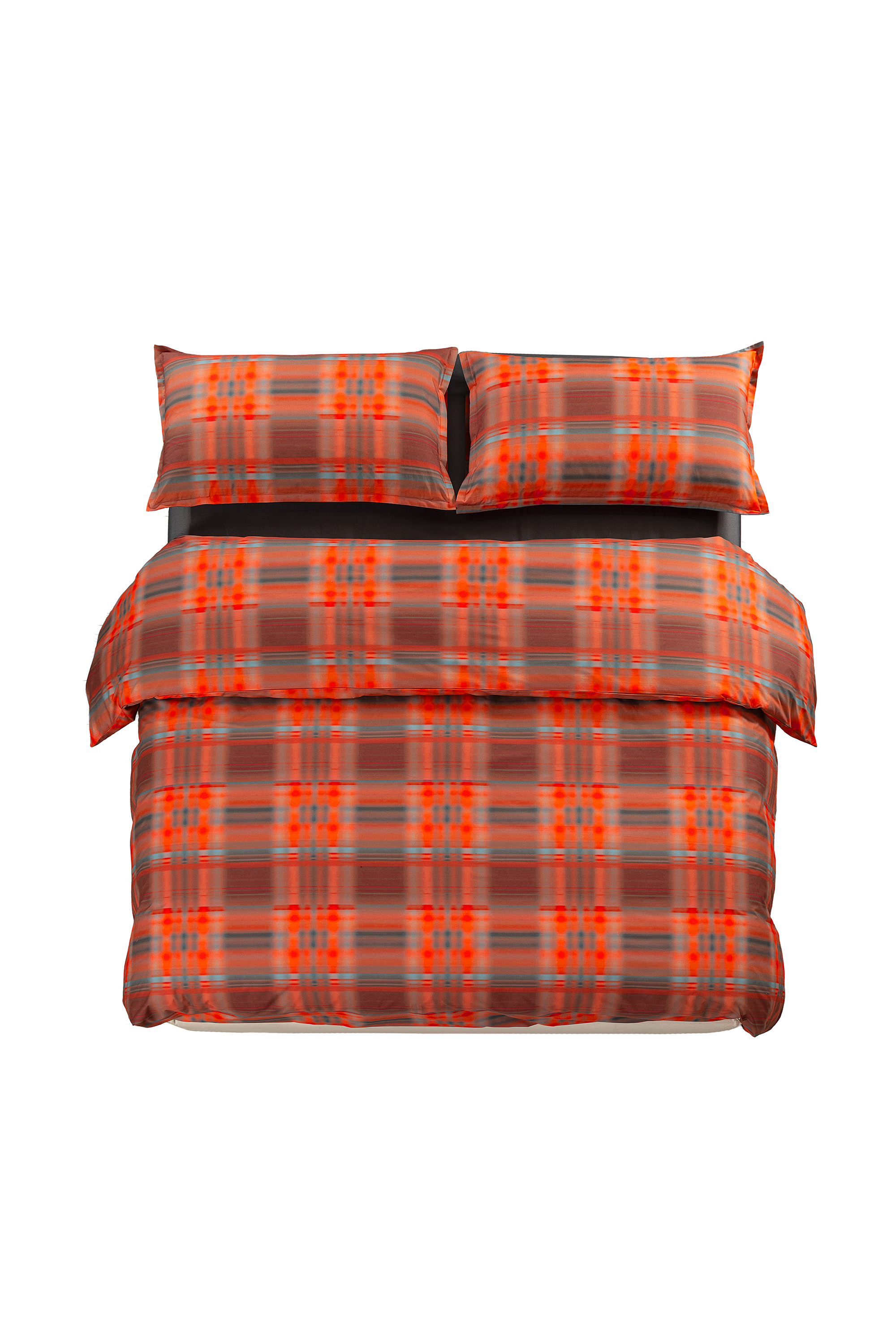 Diesel - 1016333  HAZY TARTAN DUVET COVER SET FOR, Parure de housse de couette en percale pour lit queen size Mixte in Orange - 1