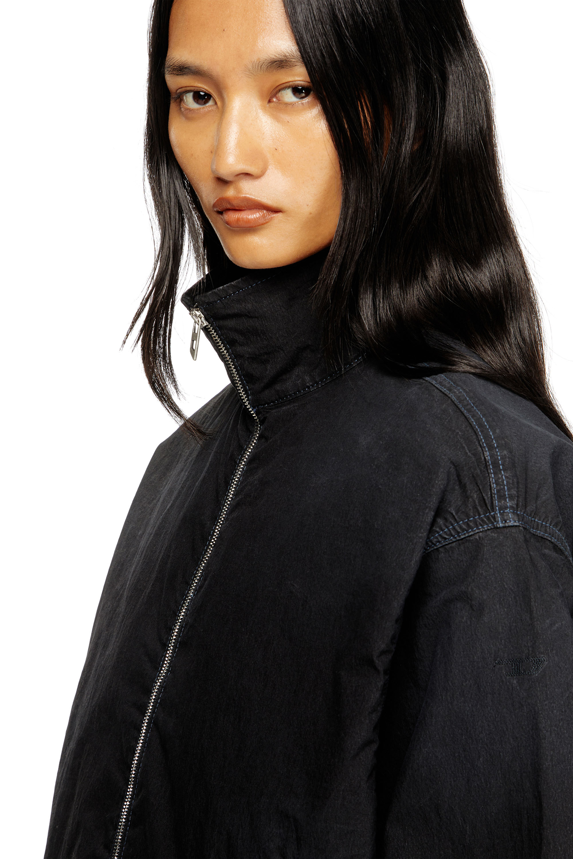 DE-SANDERZ JOGG, Noir Diesel - DE-SANDERZ JOGG, Veste technique à col montant en tissu JoggJeans Femme in Noir - 5