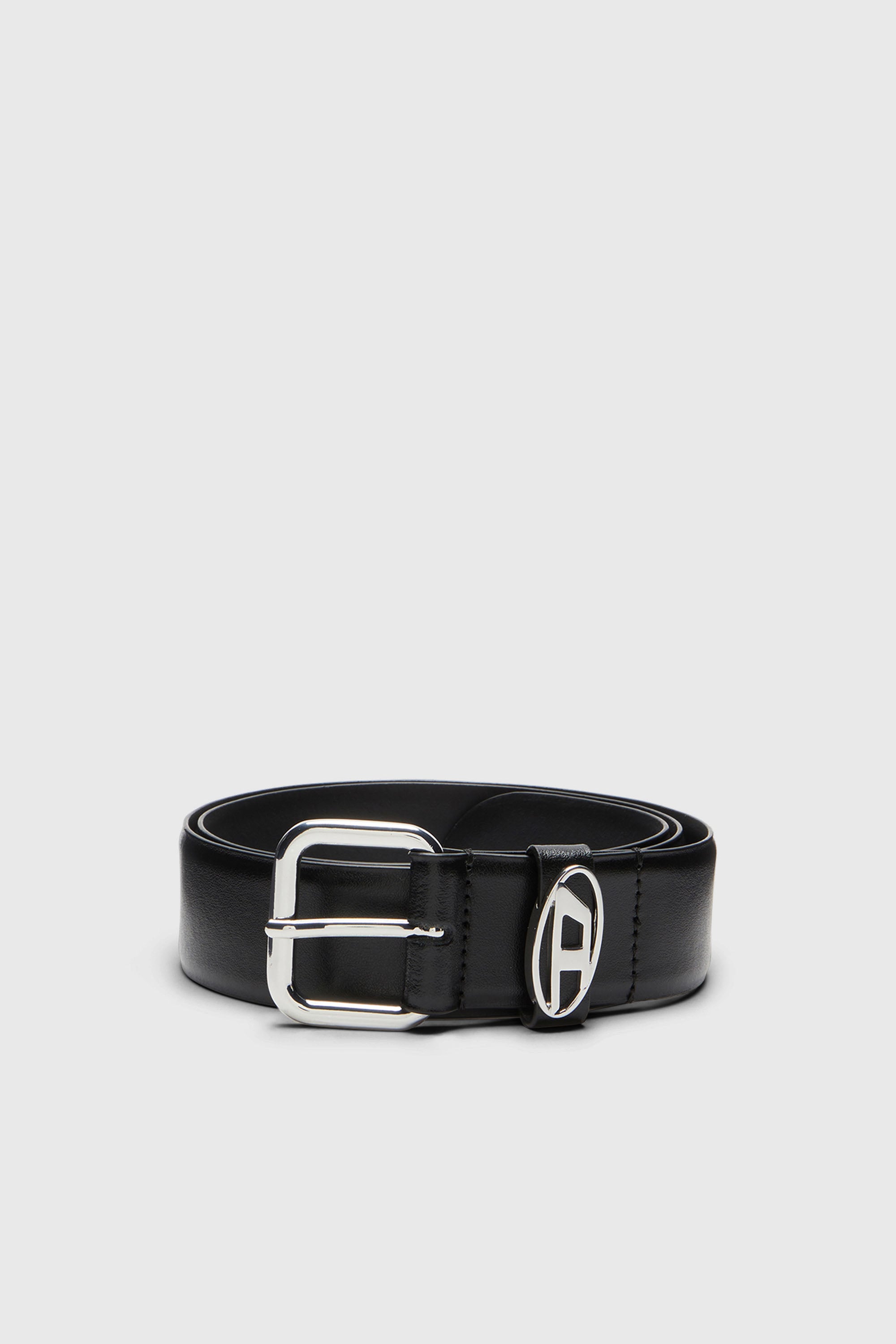 Diesel - B-1DR OVAL D LOOP, Ceinture 3.9 cm en cuir avec plaque &agrave; logo Mixte in Noir - 1