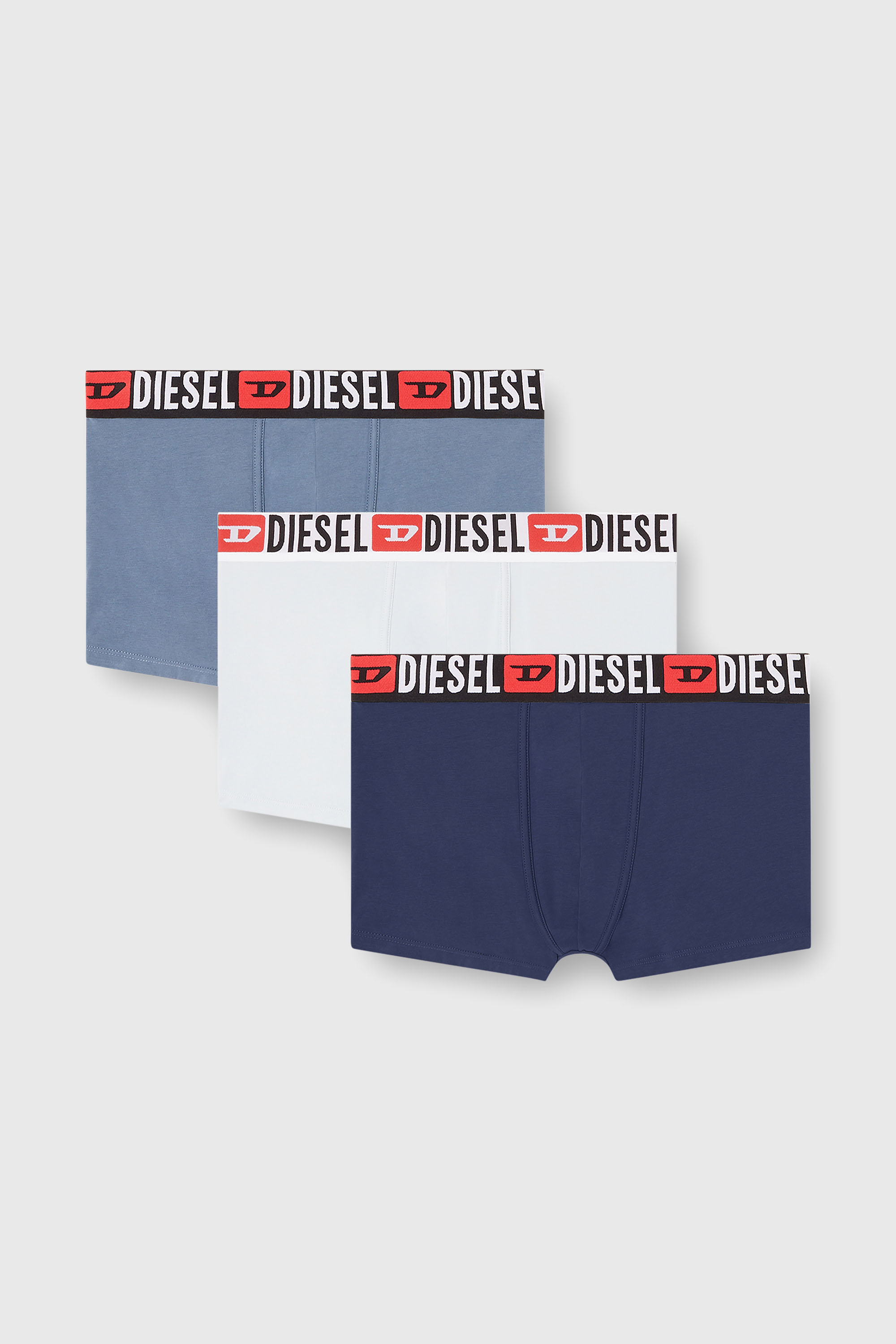 Diesel - UMBX-DAMIENTHREEPACK, Lot de trois boxers avec taille orn&eacute;e du logo sur toute la surface Homme in Bleu - 1