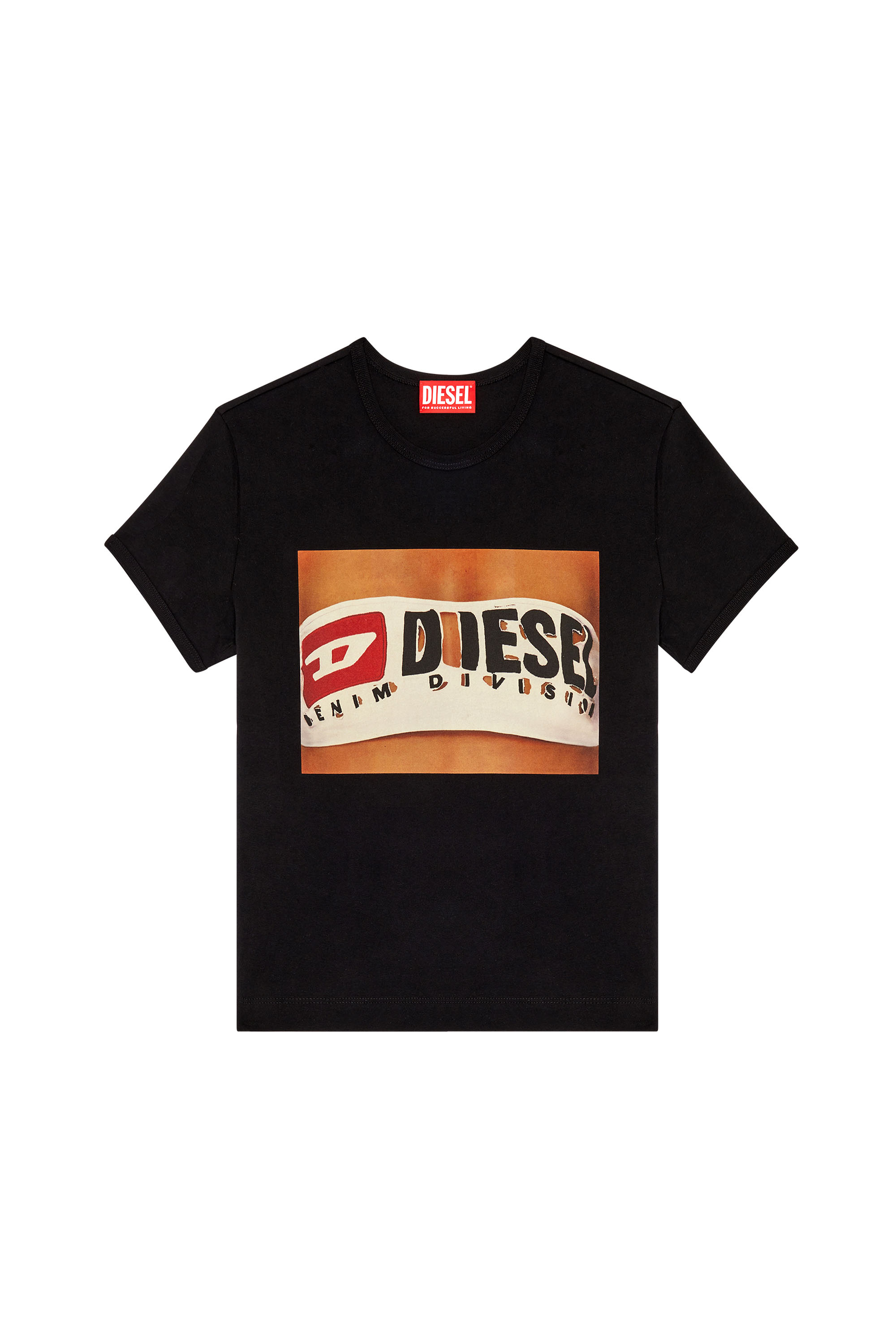Diesel - T-UNCUTIE-LONG-N17, T-shirt avec imprimé bandeau Diesel Femme in Noir - 2