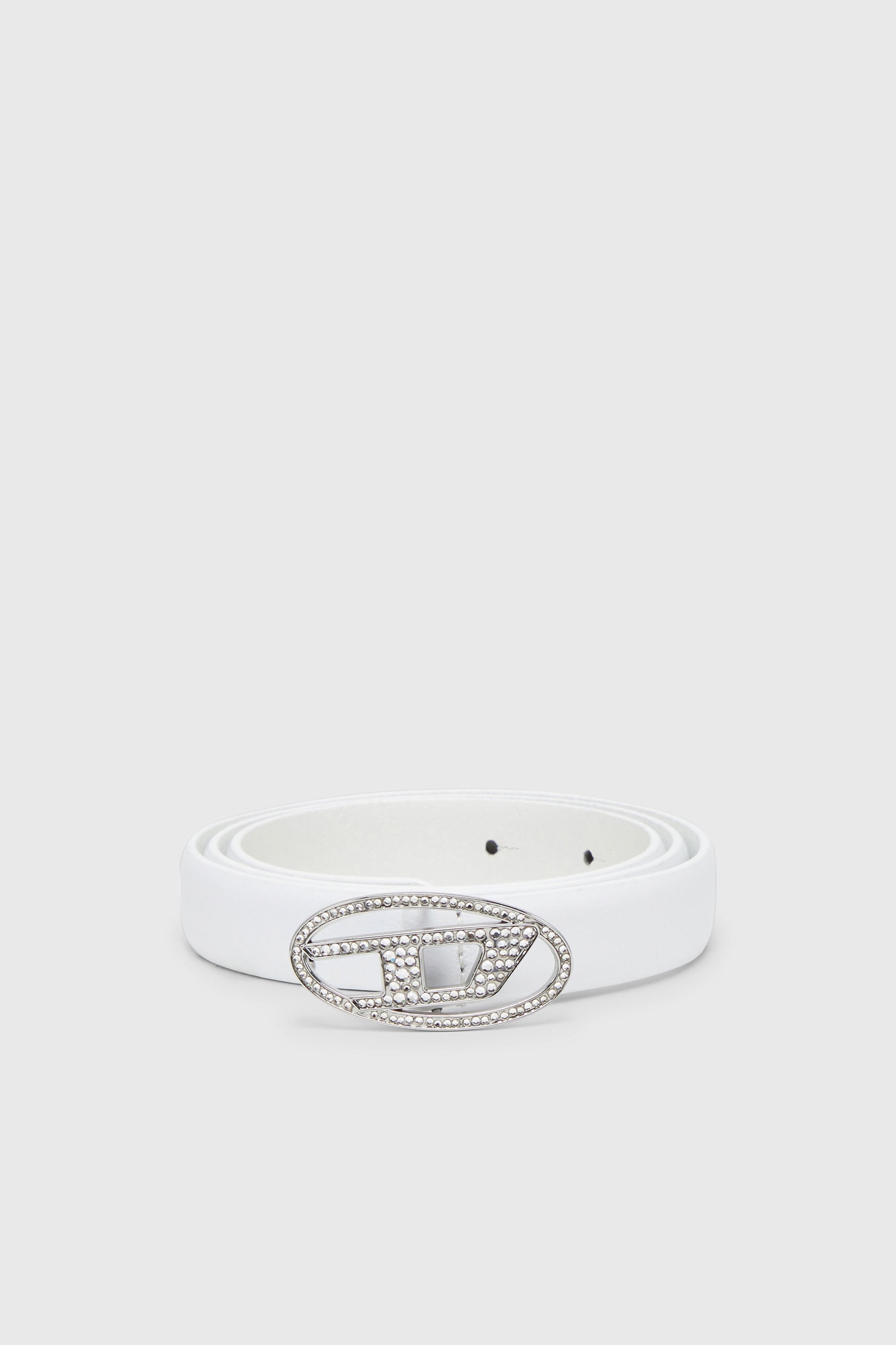 Diesel - B-1DR STRASS 20, Ceinture 1.9 cm fine en cuir avec boucle en cristal Femme in Blanc - 1