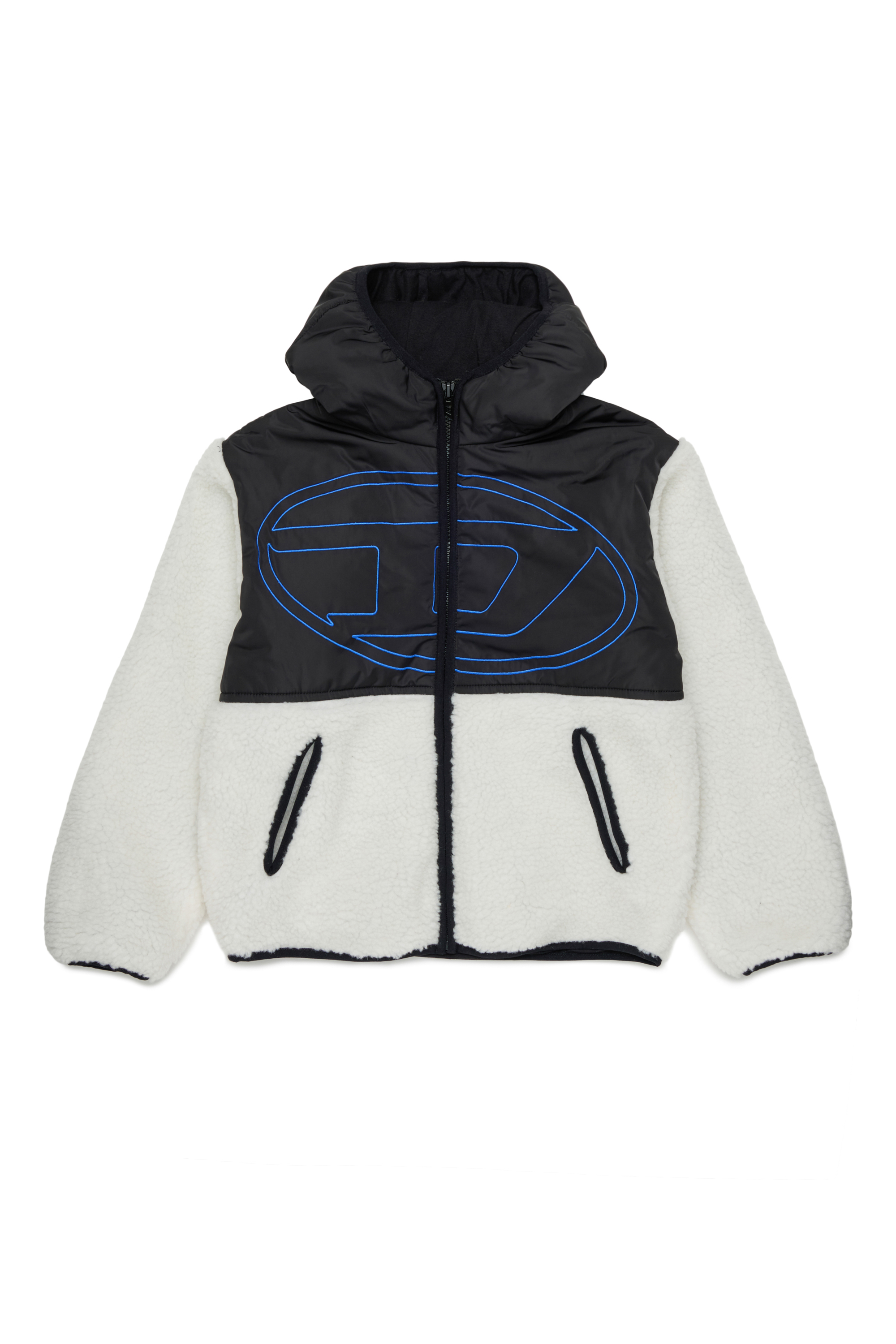 Diesel - JSHEAR, Veste &agrave; capuche en nylon et polaire teddy Homme in Blanc - 1