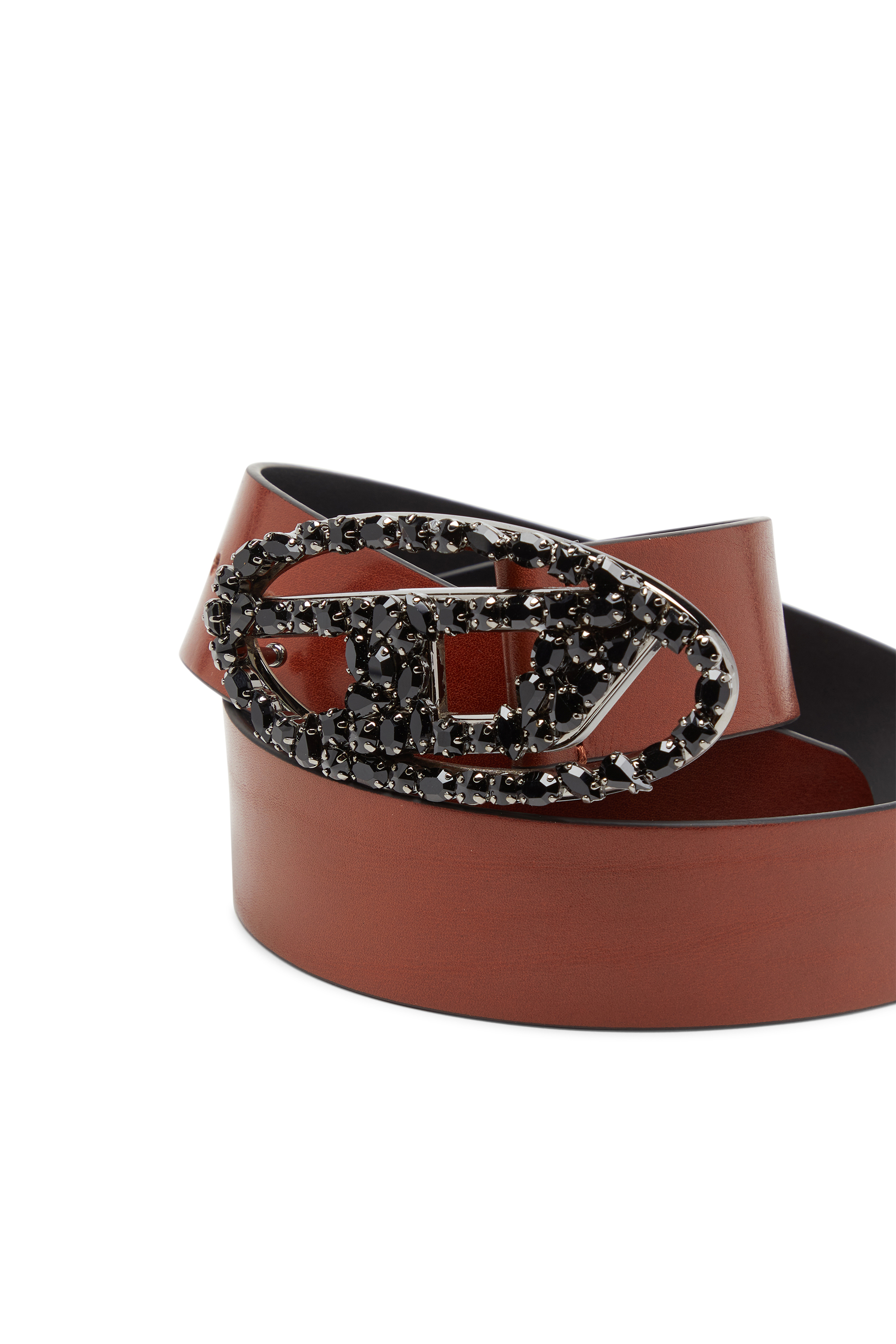 Diesel - B-1DR W-CROWN, Ceinture en cuir pull-up de 4 cm avec boucle bijou Femme in Marron - 3