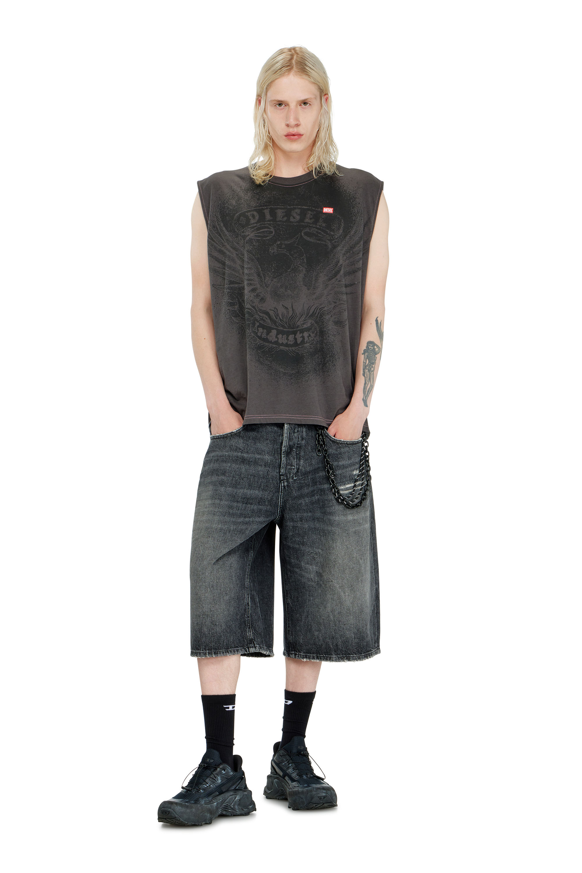 Diesel - T-BOXT-SL-NOTCH, D&eacute;bardeur en coton avec motif ton sur ton Homme in ToBeDefined - 2