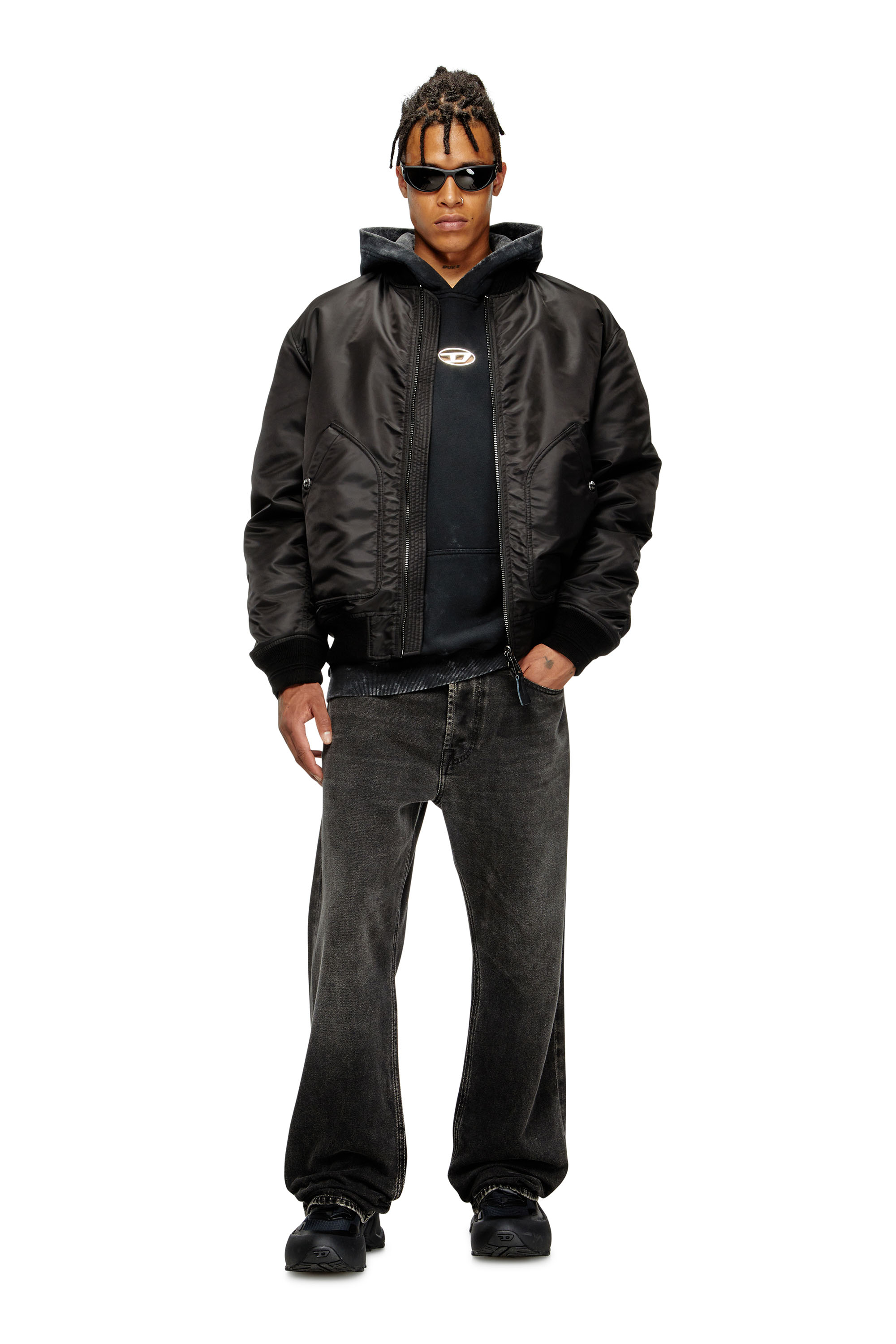 Diesel - S-BOXT-HOOD-T10, Sweat-shirt à capuche avec cut-out Oval D en métal Homme in Noir - 2
