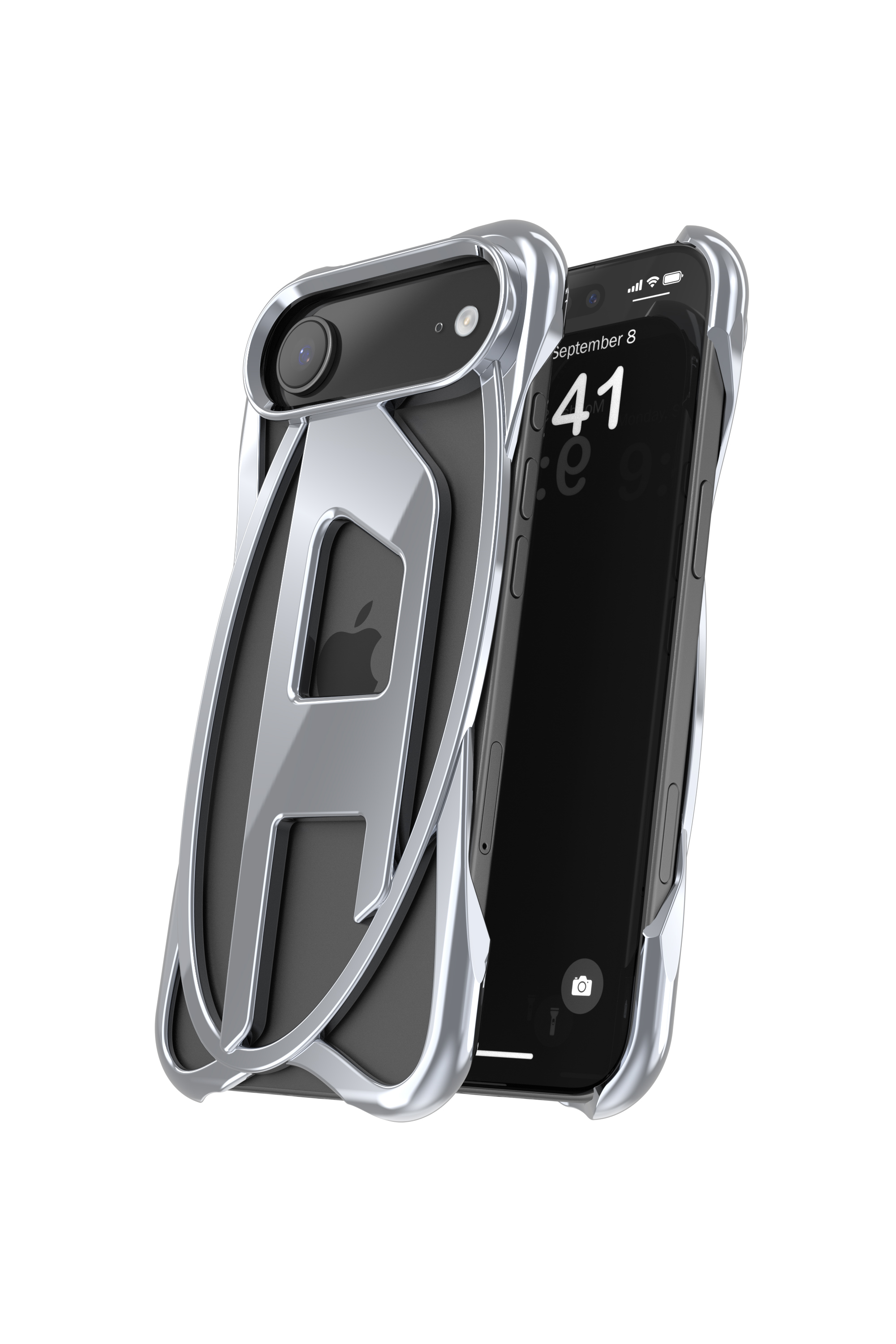 Diesel - 60444 D FRAME CASE, Étui Caged D brillant pour iPhone 17 Air Mixte in Gris - 3