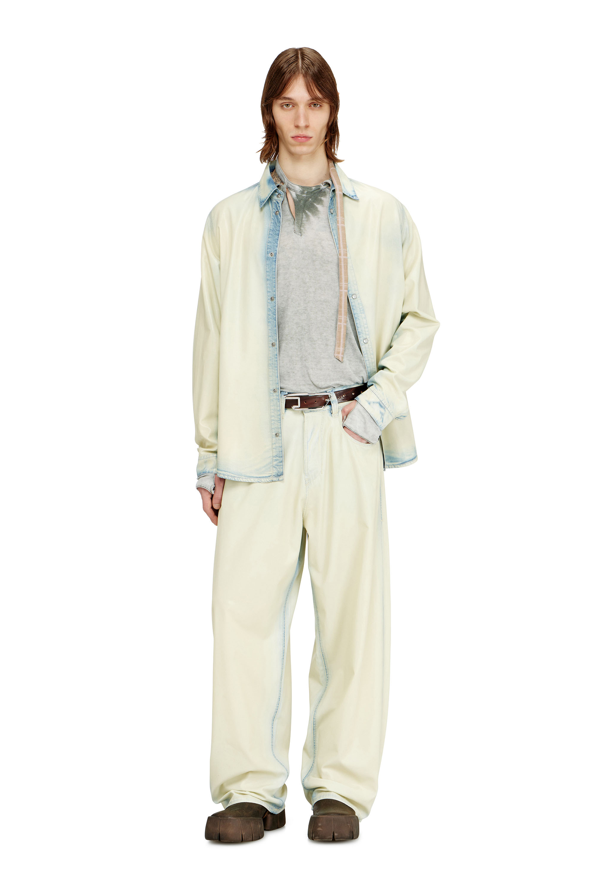 Diesel - B-D LINE 30, Ceinture en cuir cir&eacute; de 3 cm avec boucle D-logo Mixte in Marron - 4