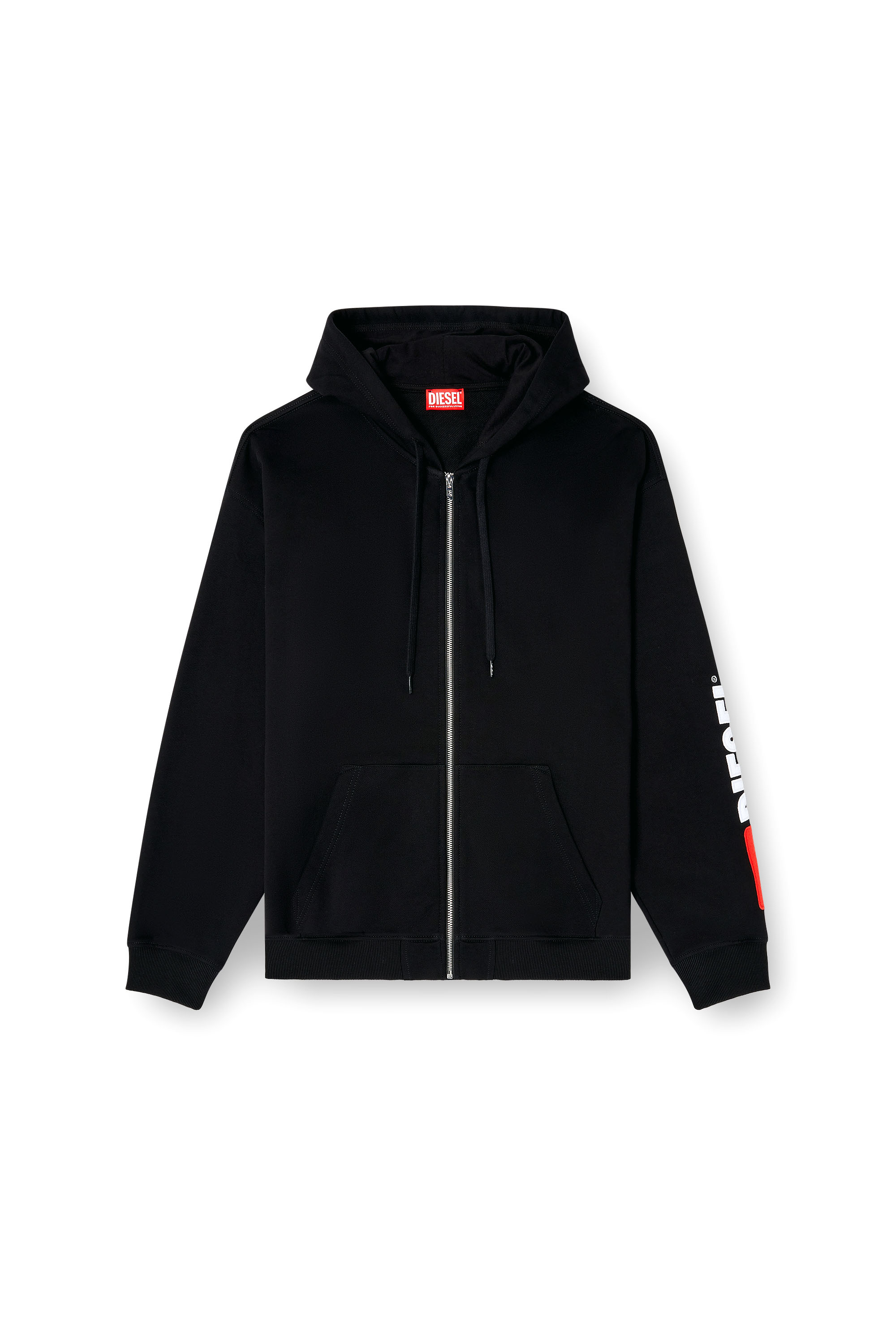 Diesel - S-BOXT-ZIP-HOOD-DIV, Sweat &agrave; capuche avec logo brod&eacute; Homme in Noir - 2