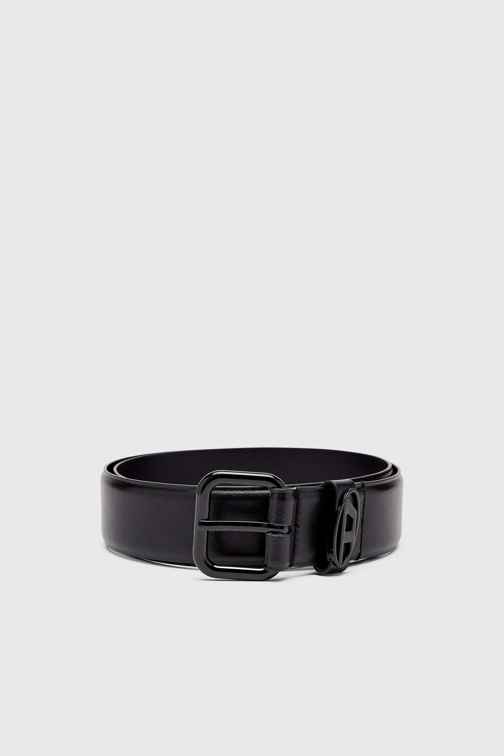 Diesel - B-1DR OVAL D LOOP, Ceinture 3.9 cm en cuir avec plaque &agrave; logo Mixte in Noir - 1