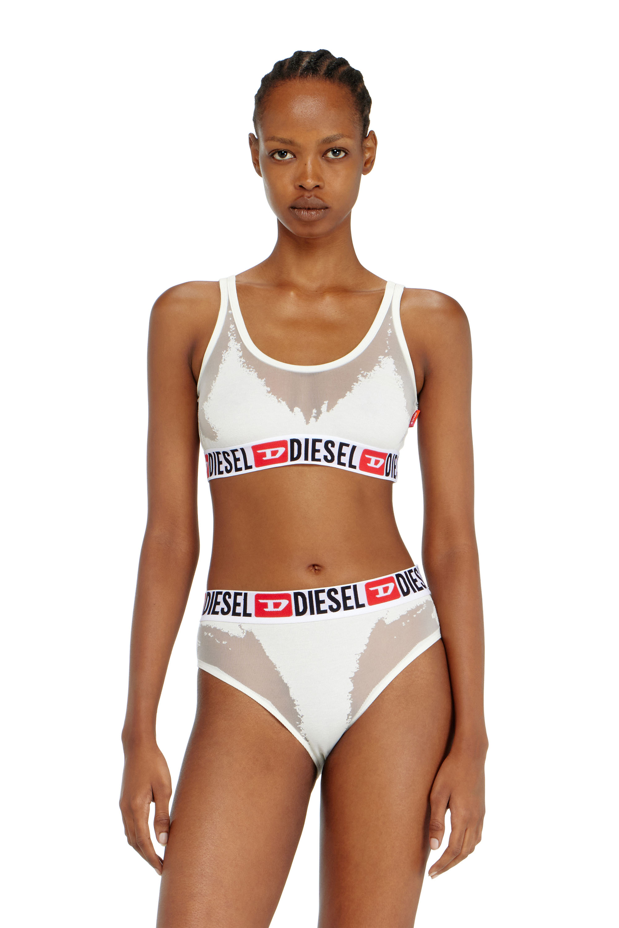Diesel - PR-ORIBA-D-CORE, Bralette avec effet d&eacute;vor&eacute; transparent Femme in Blanc - 2