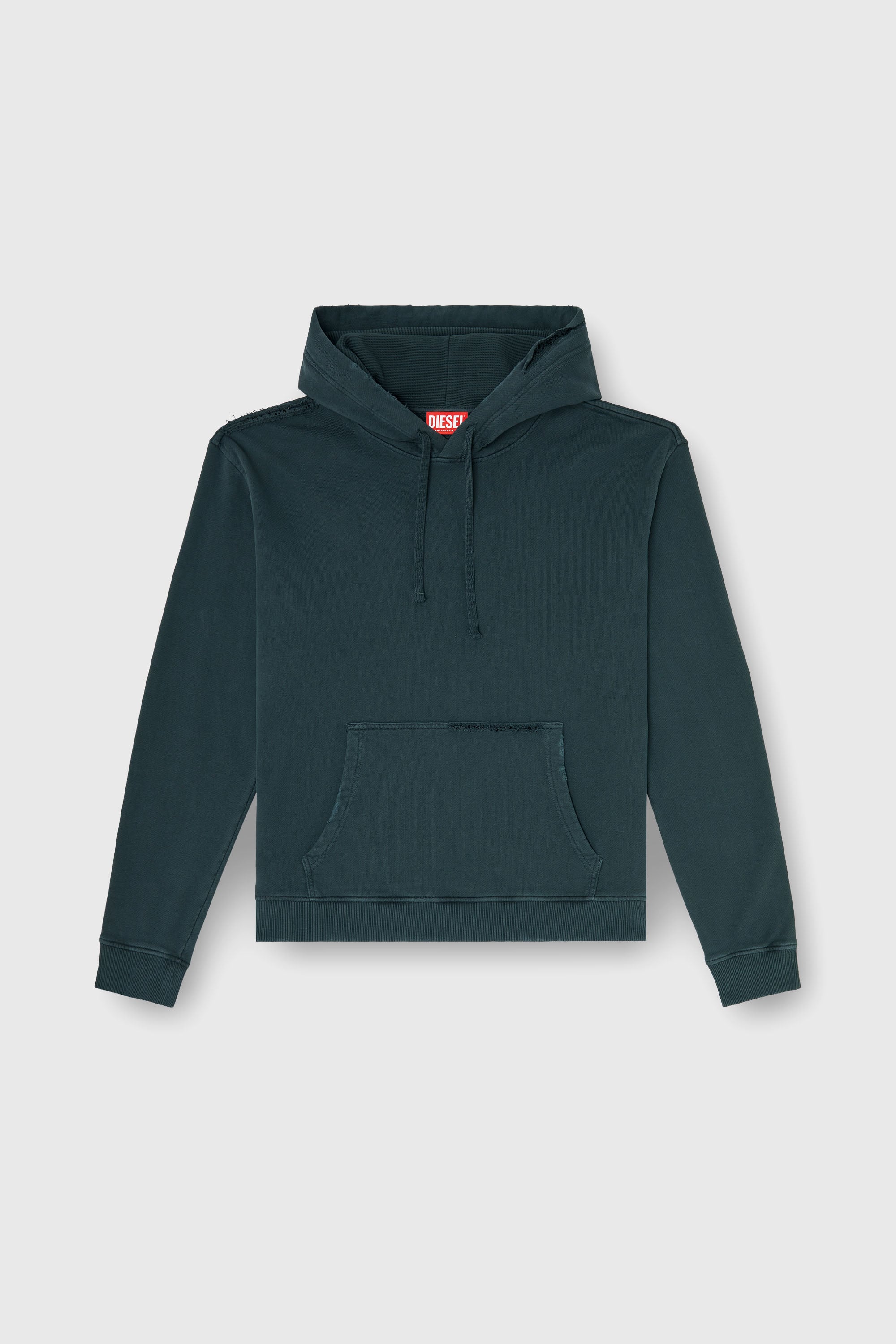 Diesel - S-NORM-HOOD-CRYSTALS, Sweat &agrave; capuche avec d&eacute;chirures et d&eacute;tails en cristal Homme in Vert - 2