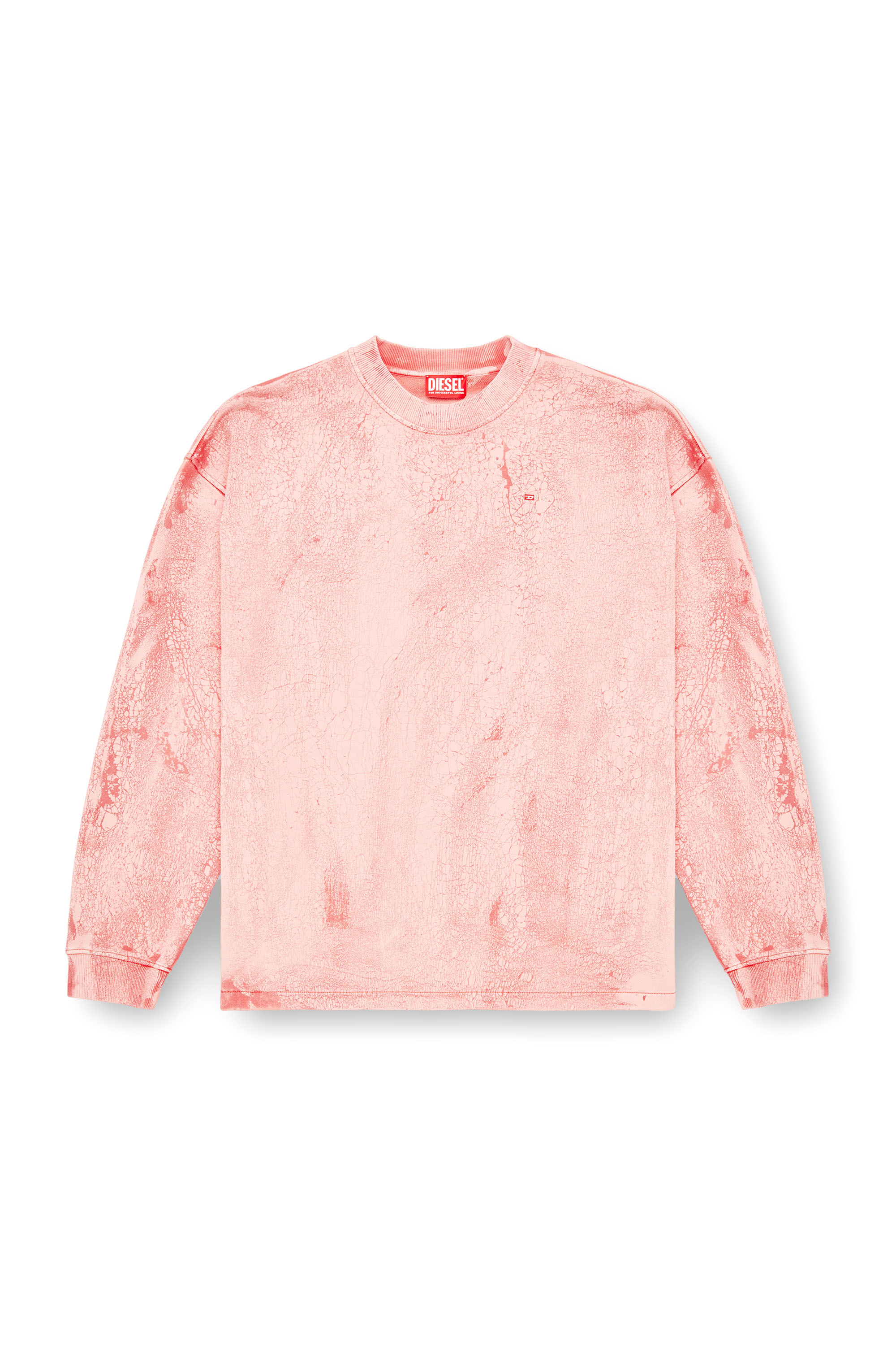 Diesel - S-BAXT-T1, Sweat-shirt effet craquelé avec micro logo Homme in Rose - 2