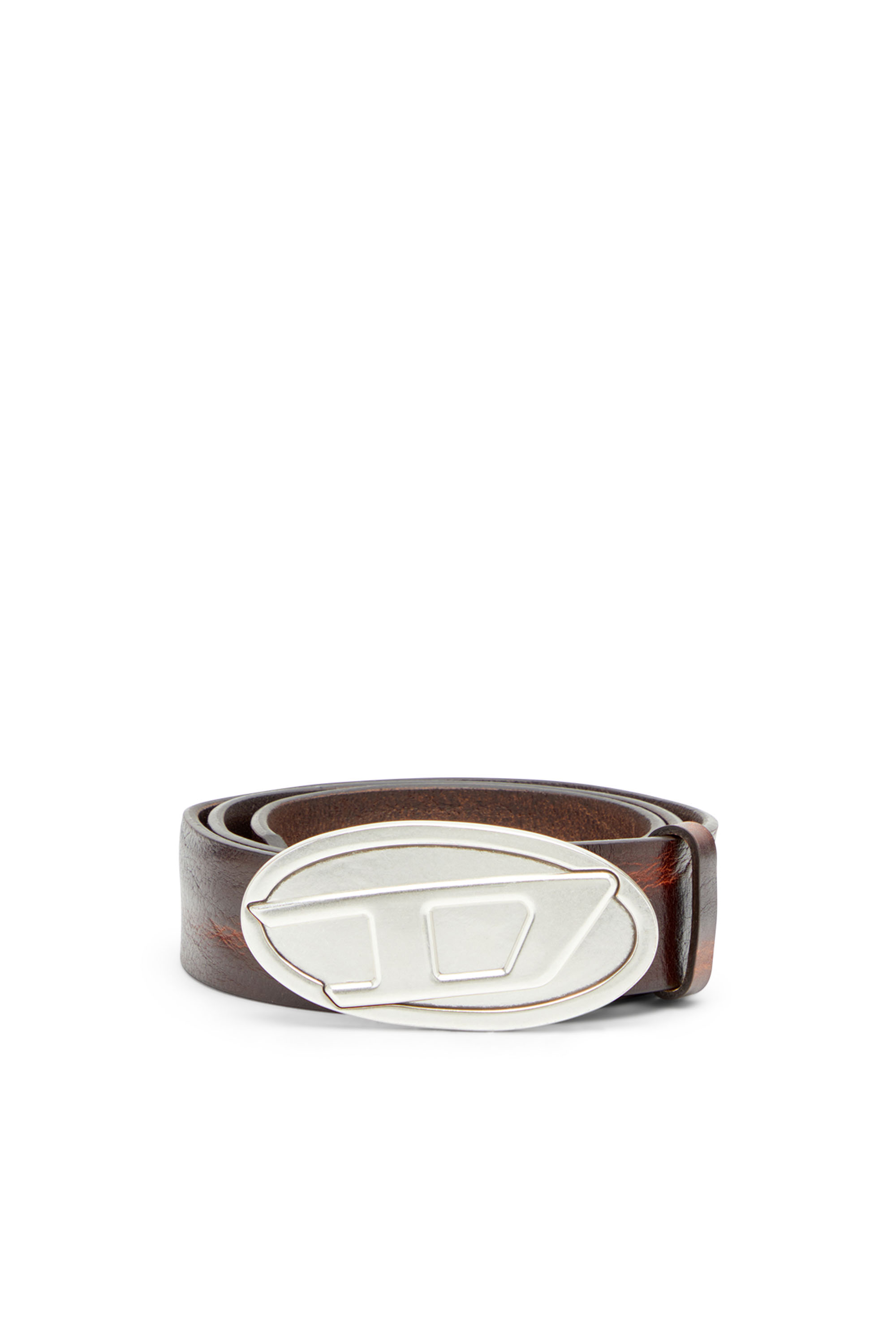 Diesel - B-1DR 2.0, Ceinture de 4 cm en cuir ciré Homme in Marron - 1