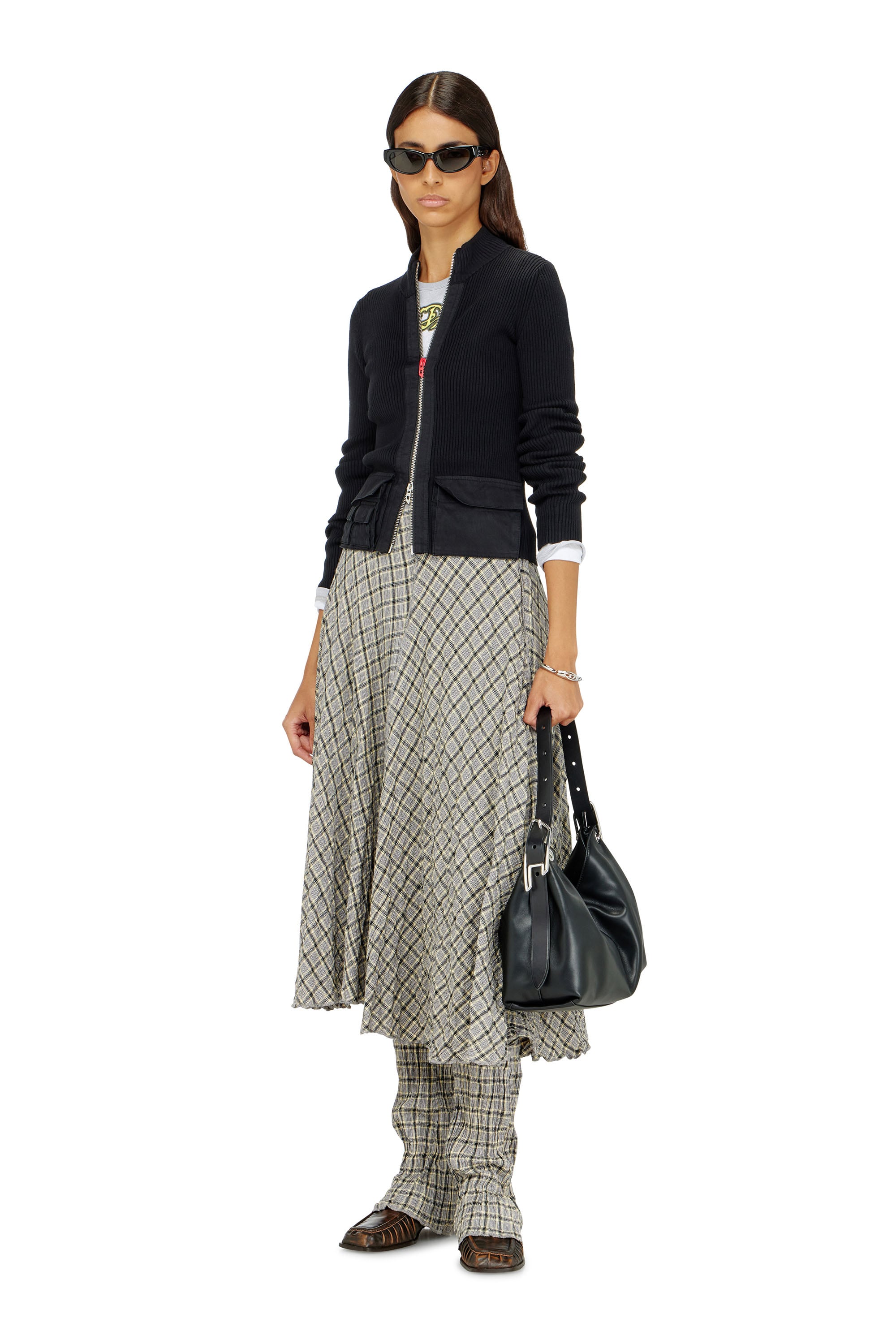 Diesel - M-MELISSA, Cardigan c&ocirc;tel&eacute;e avec poches cargo Femme in Noir - 2