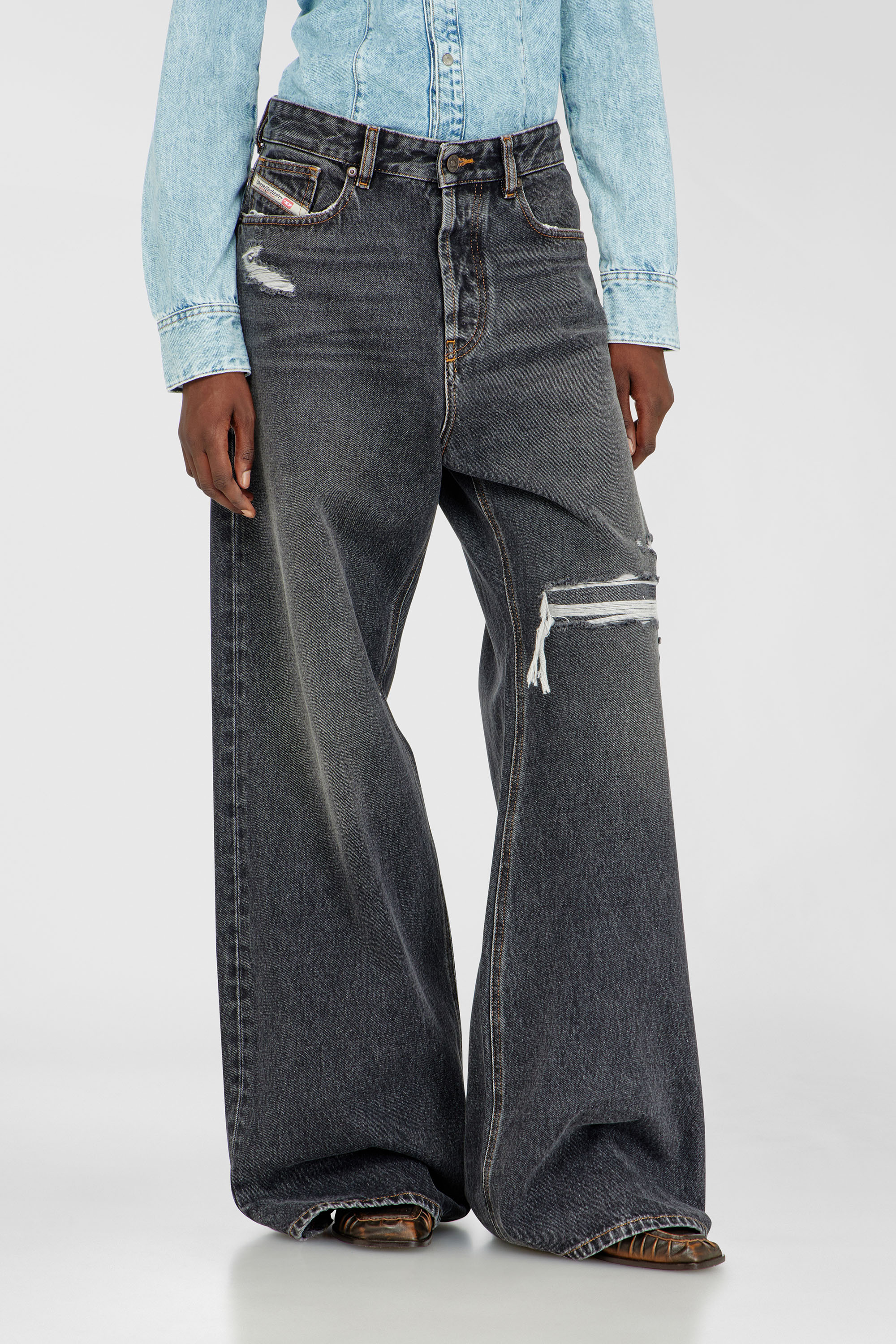 Diesel - Relaxed Jeans 1996 D-Sire 007F6 Mixte, Noir/Gris fonc&eacute; - Image 2