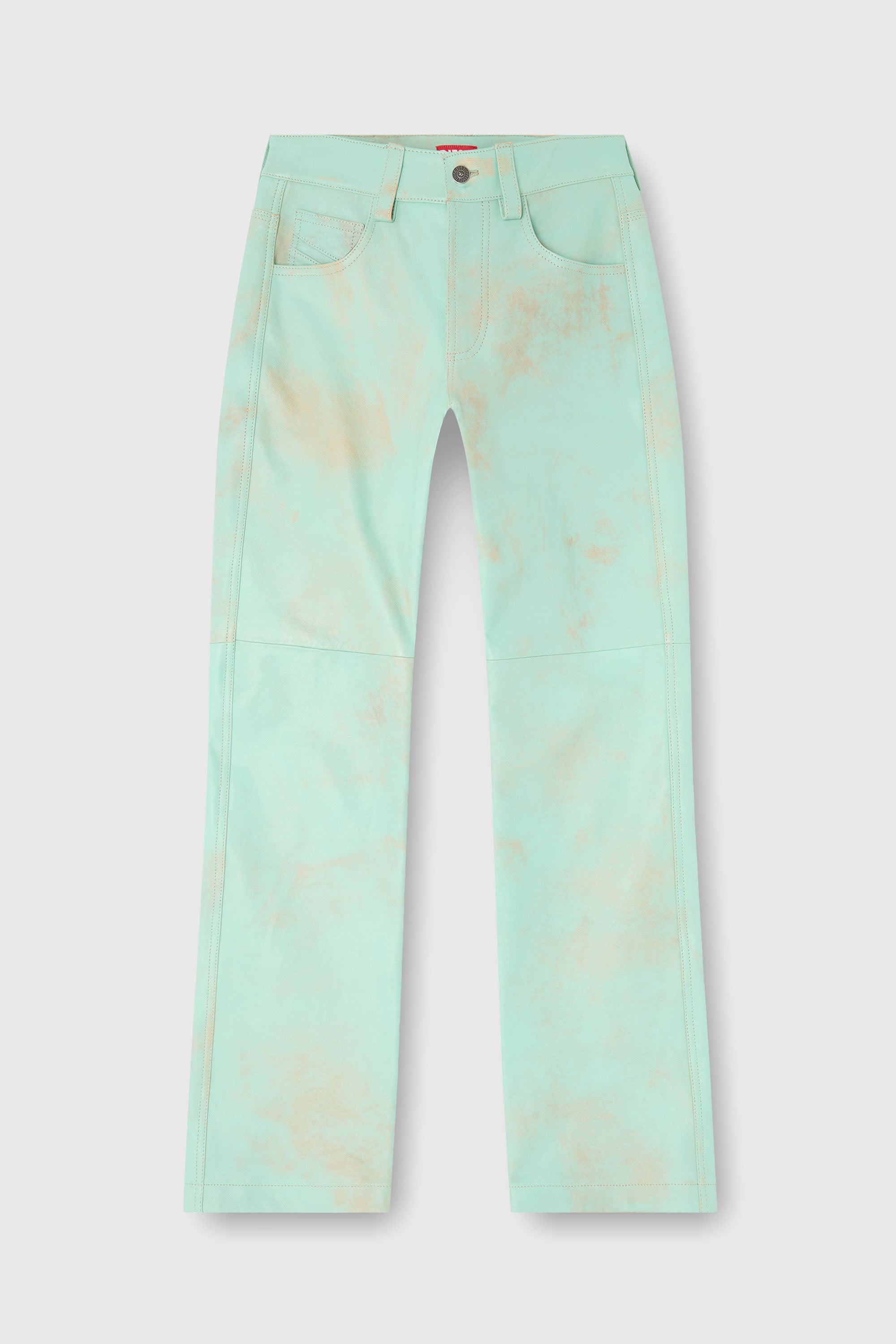 Diesel - L-POCKA, Pantalon en cuir trait&eacute; Femme in Vert - 2