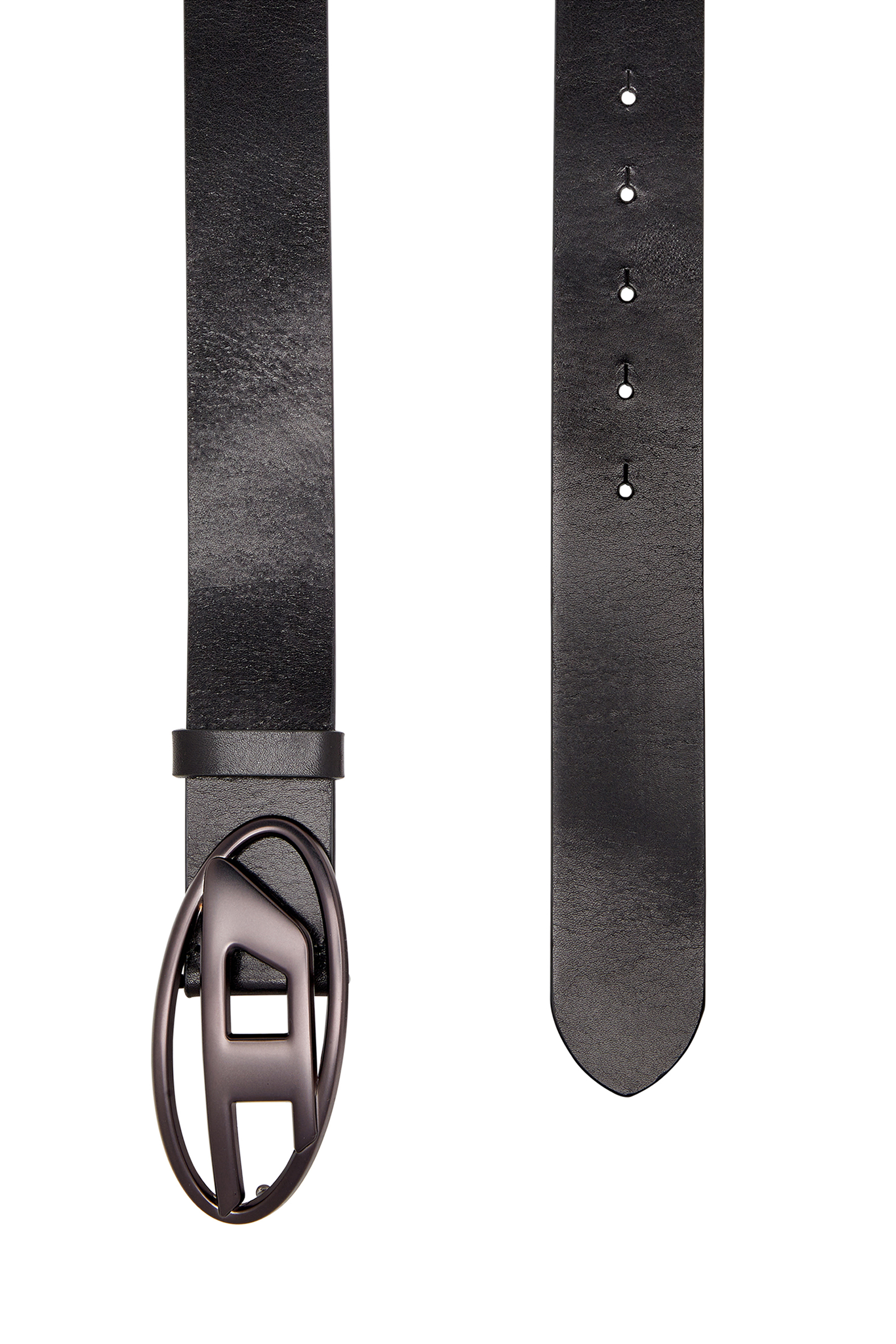 Diesel - B-1DR, Leather belt with metallic Oval D buckle Mixte in Noir - 2